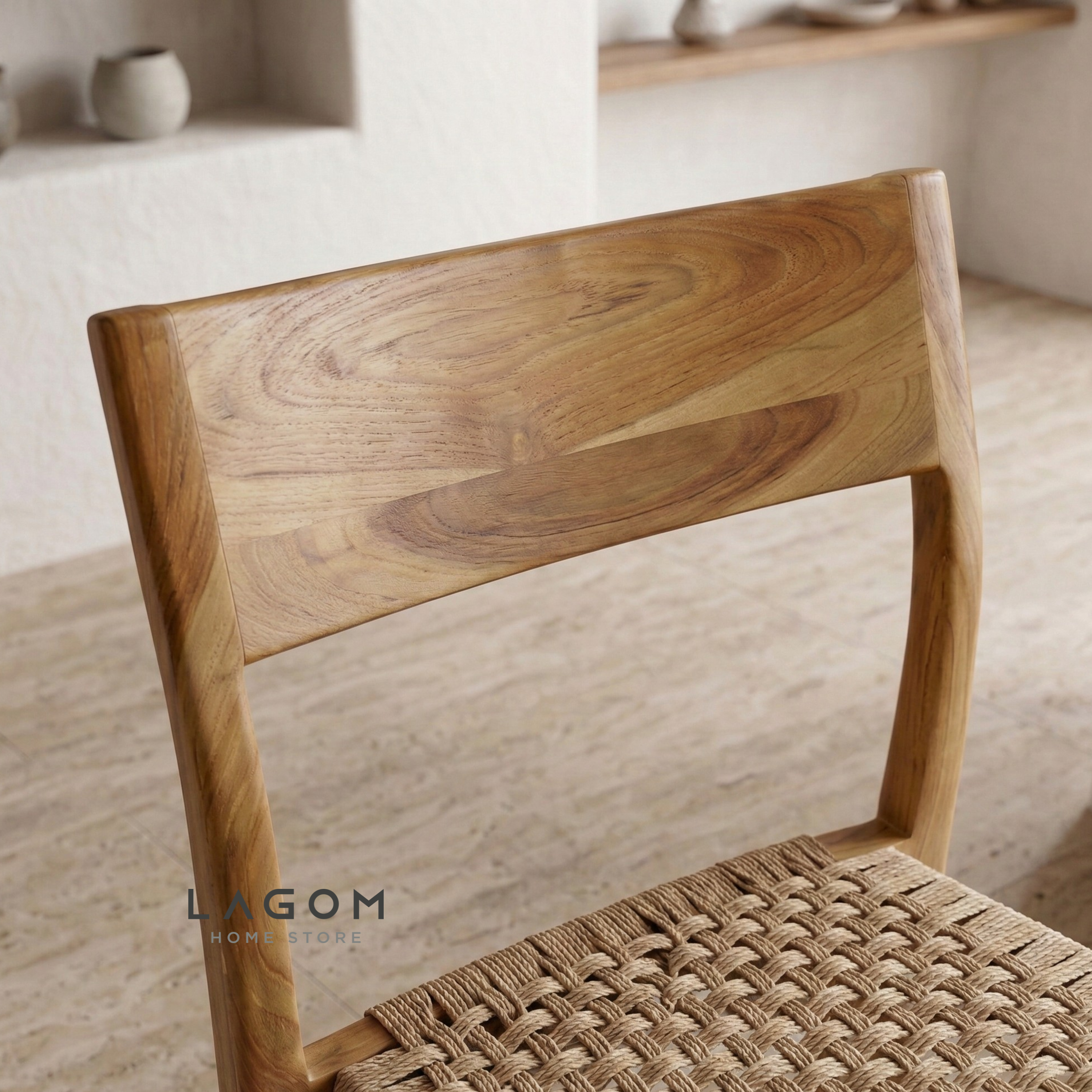 Minimalist Chair in Teak & Paper Loom Chair Lagom Home Store Jati Furnitur Teak Furniture Jakarta