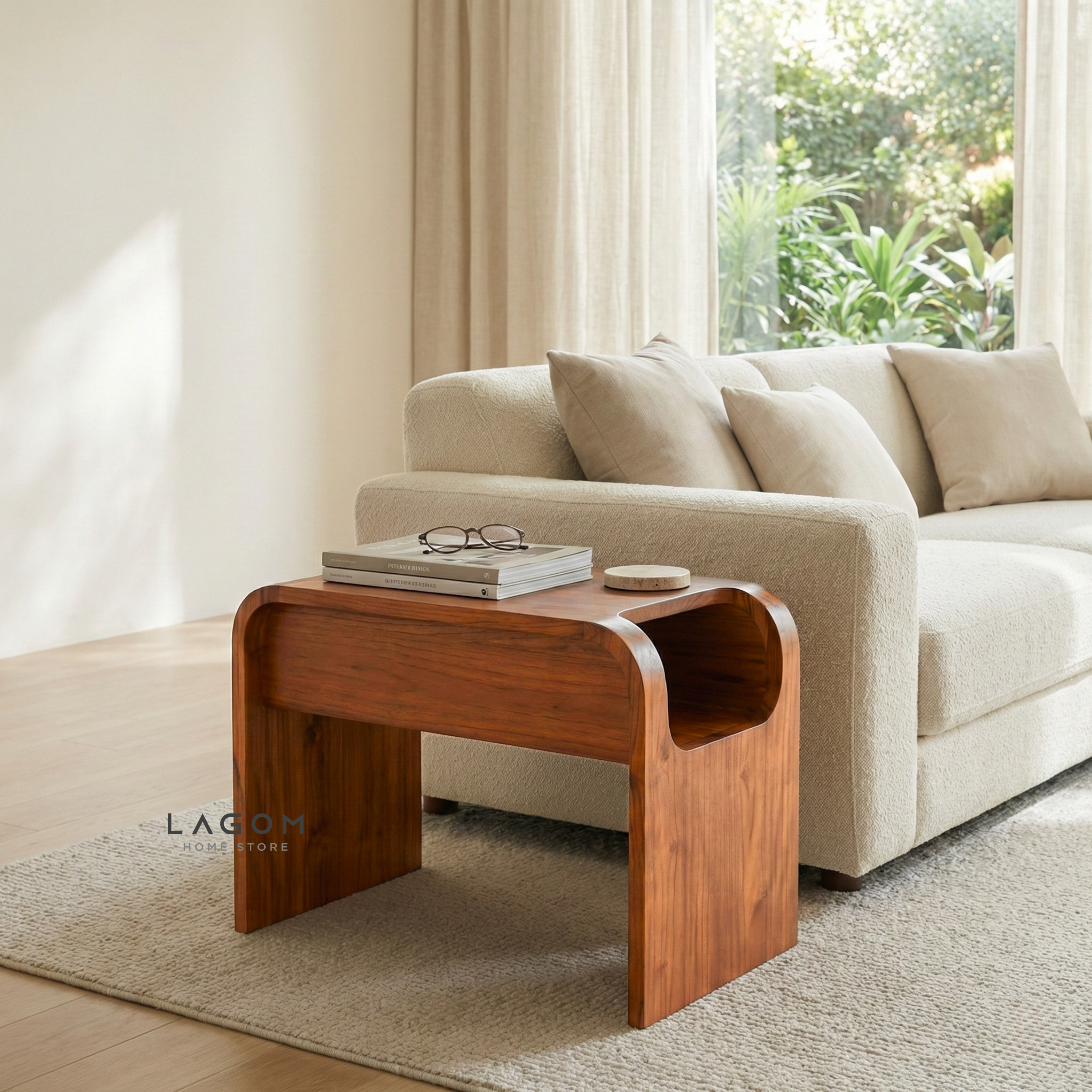 Minimalist Teak Side Table with Open Storage Side Table Lagom Home Store Jati Furnitur Teak Furniture Jakarta