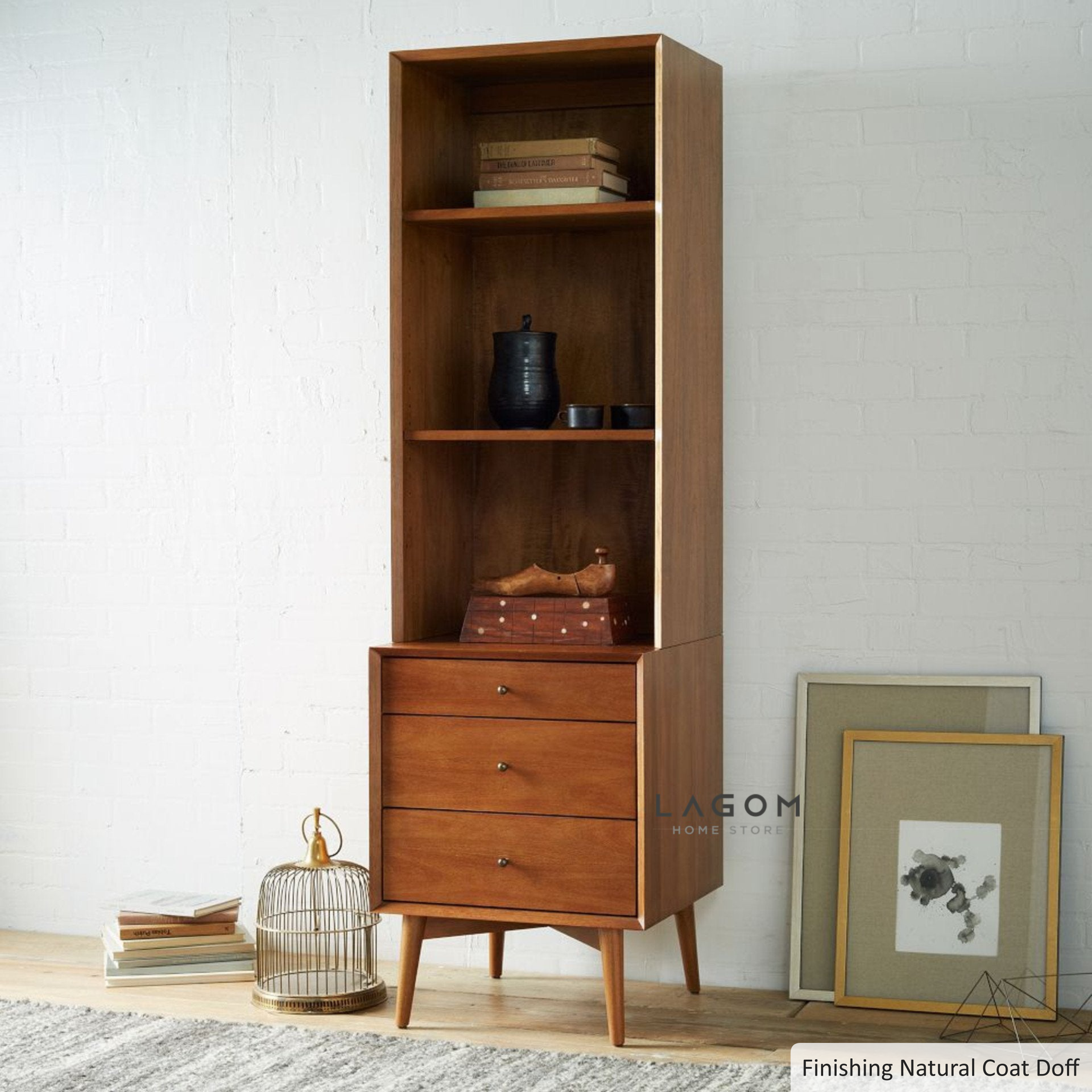 Premium Bookcase in Teak Wood Bookshelf Lagom Home Store Jati Furnitur Teak Furniture Jakarta