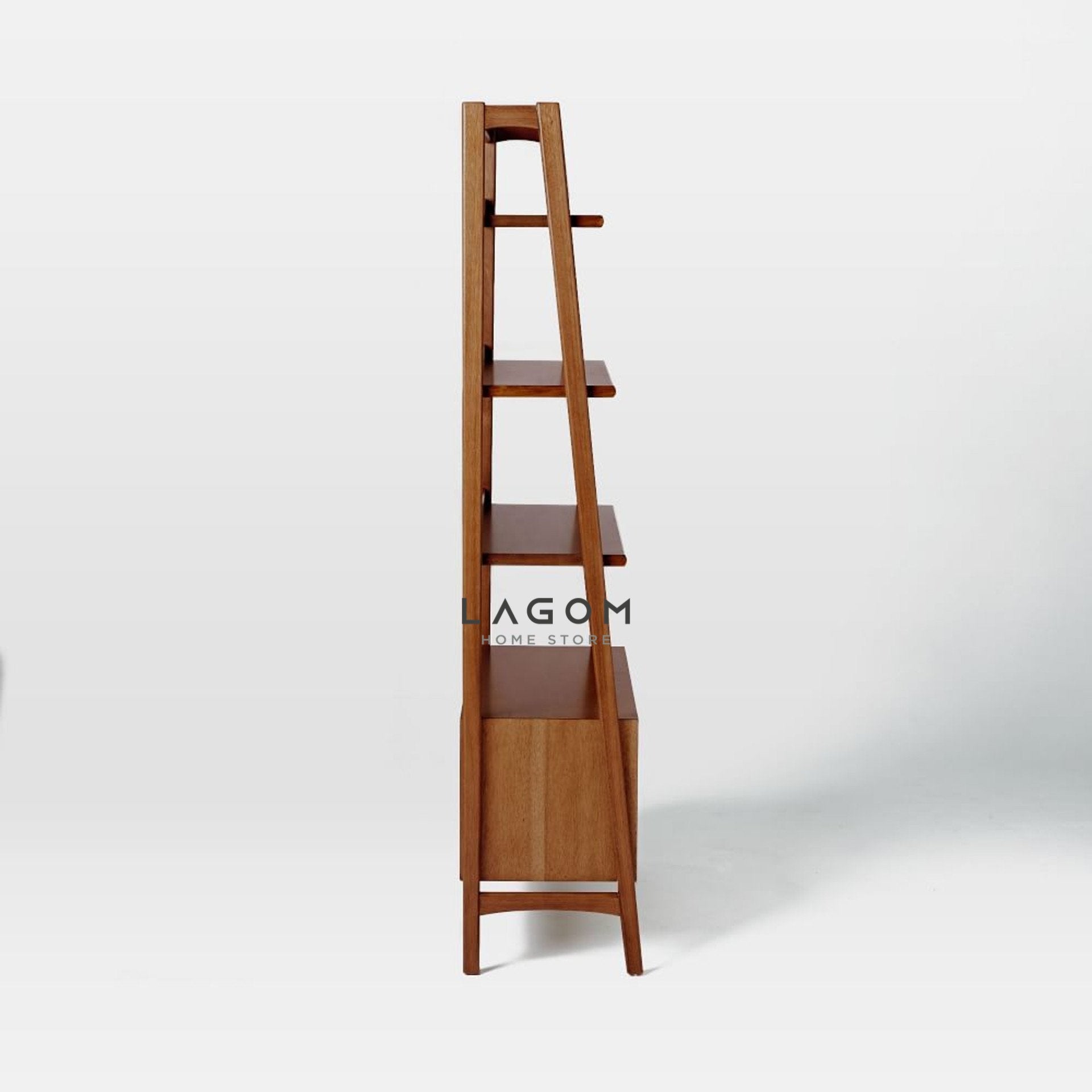 Rak Buku Kayu Jati dengan Laci Bookshelves Lagom Home Store Jati Furnitur Teak Furniture Jakarta