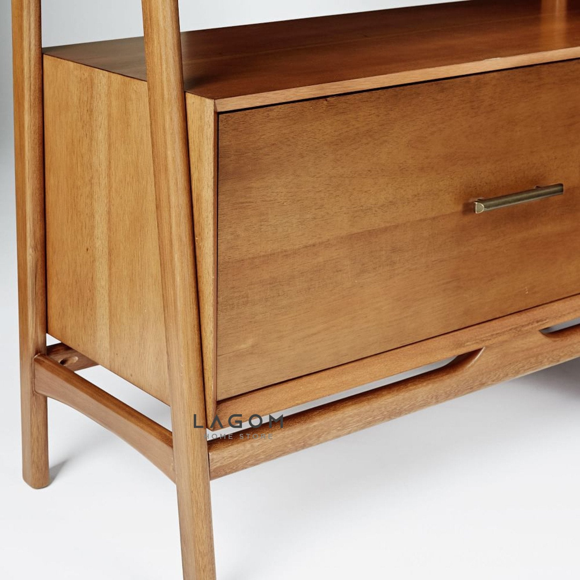 Rak Buku Kayu Jati dengan Laci Bookshelves Lagom Home Store Jati Furnitur Teak Furniture Jakarta