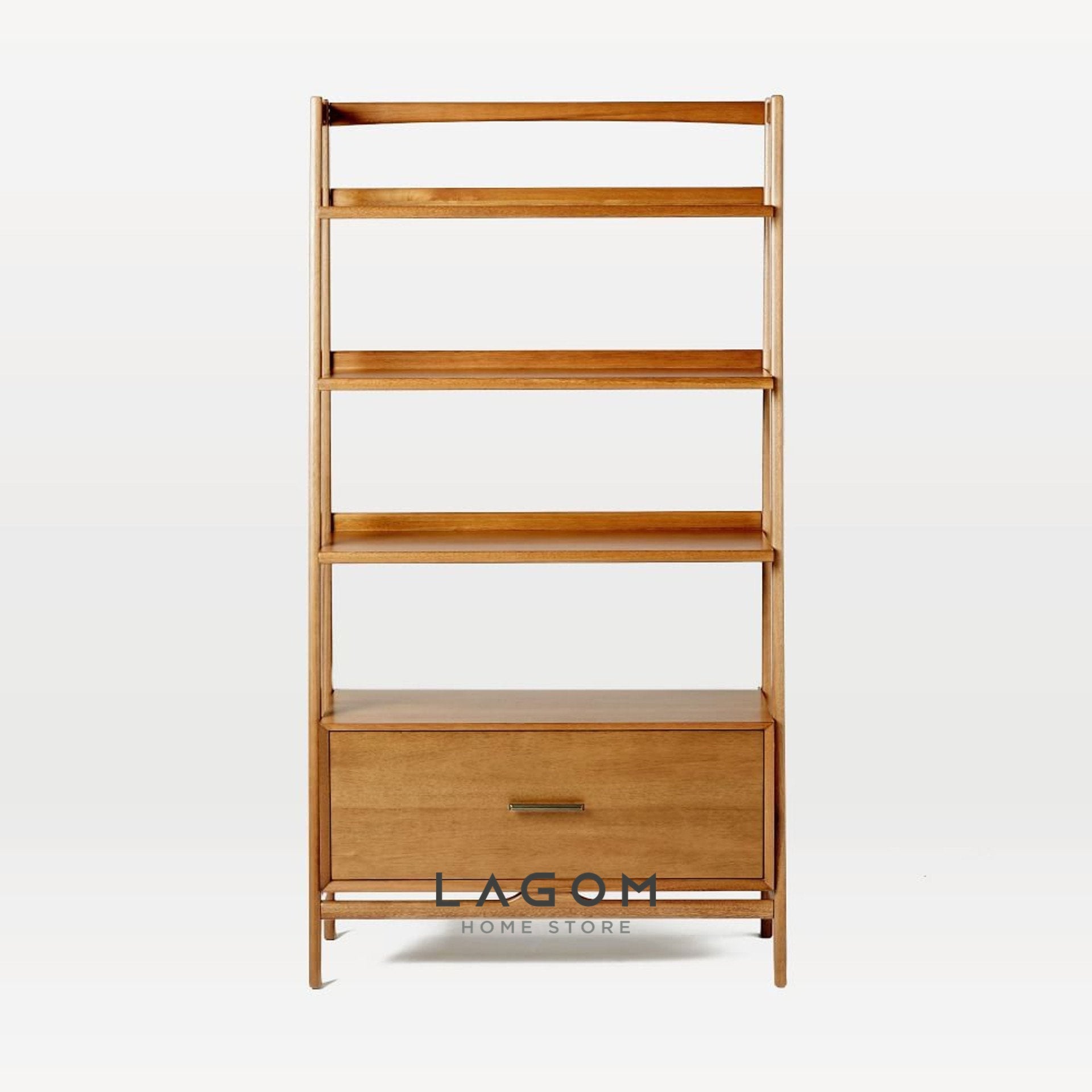 Rak Buku Kayu Jati dengan Laci Bookshelves Lagom Home Store Jati Furnitur Teak Furniture Jakarta