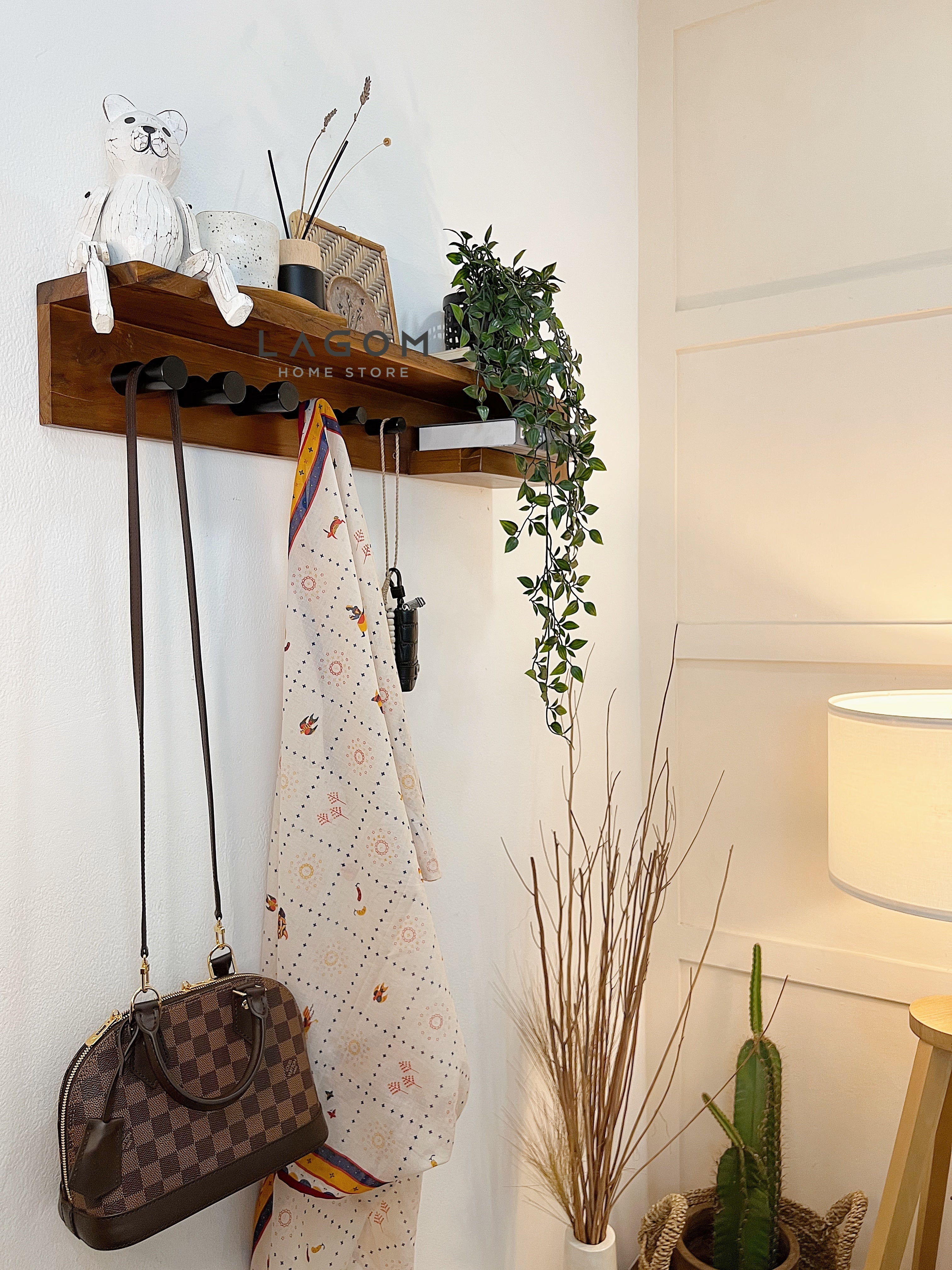 Rak dan Gantungan Dinding Kayu Jati Wall Coat Hanger Lagom Home Store Jati Furnitur Teak Furniture Jakarta