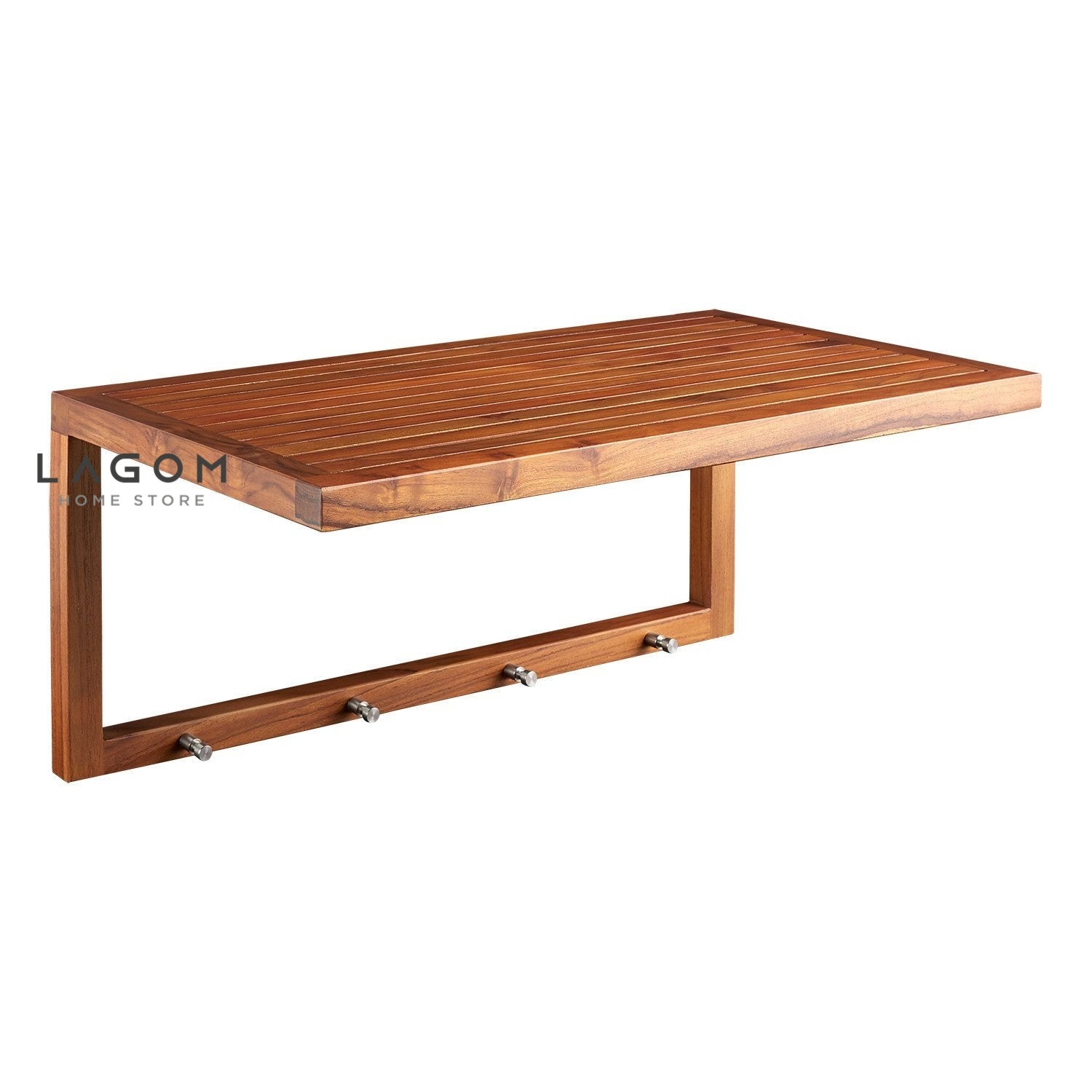 Rak Handuk Dinding Minimalis 4 Gantungan dari Kayu Jati Towel Rack Lagom Home Store Jati Furnitur Teak Furniture Jakarta