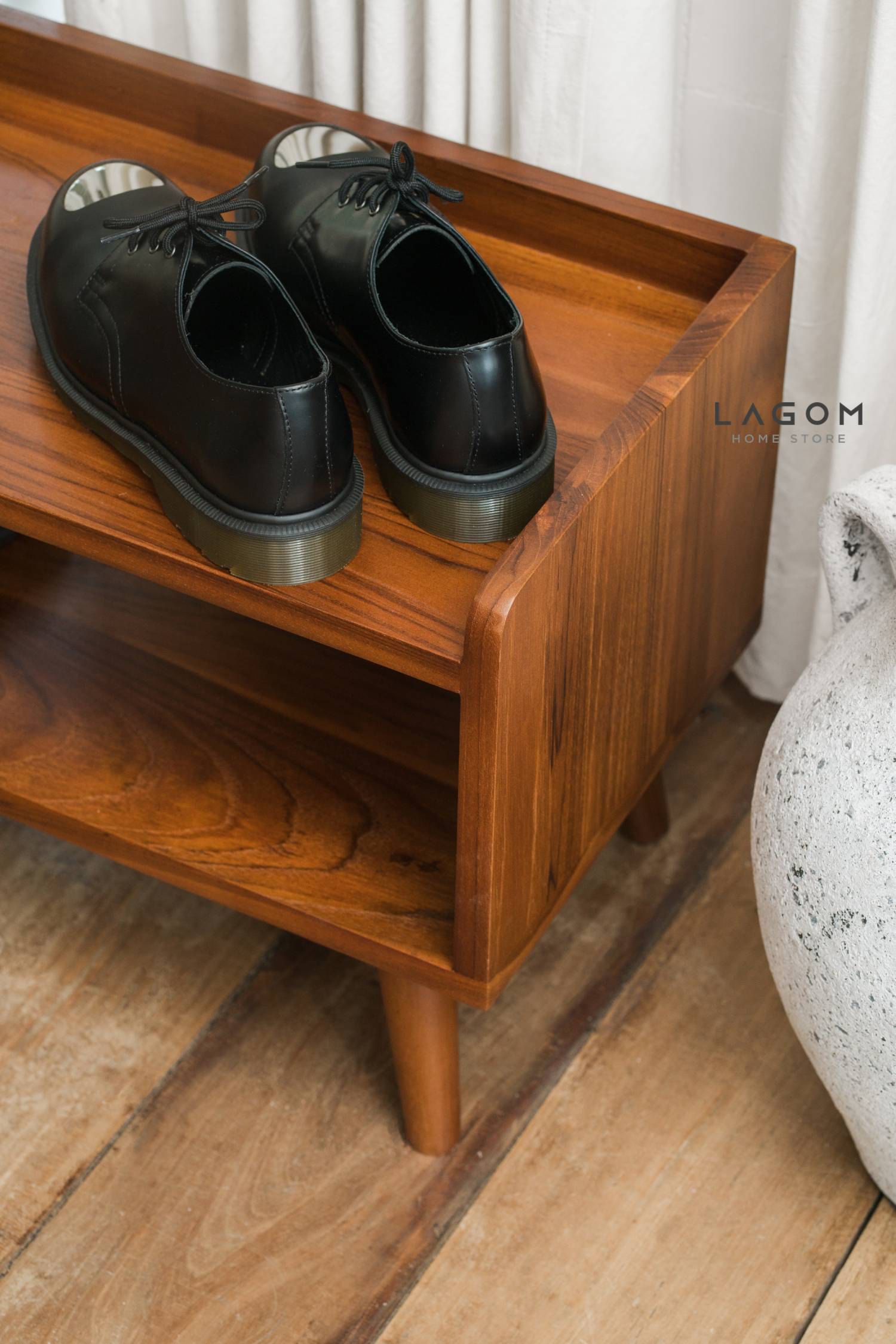 Rak Sepatu Kayu Jati Solid Minimalis Shoe Rack Lagom Home Store Jati Furnitur Teak Furniture Jakarta