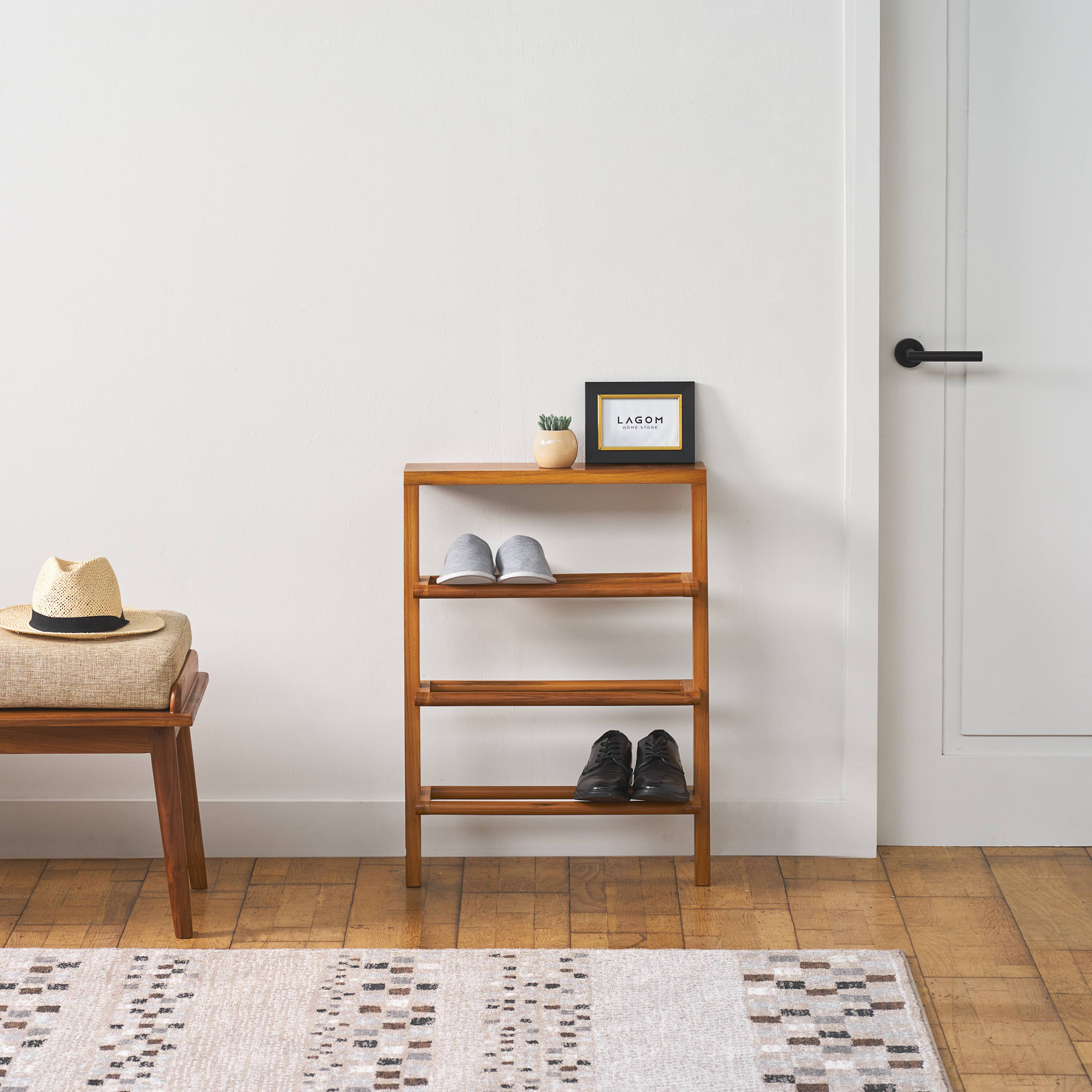 Rak Sepatu Tingkat dengan Ambalan Shoe Rack Lagom Home Store Jati Furnitur Teak Furniture Jakarta