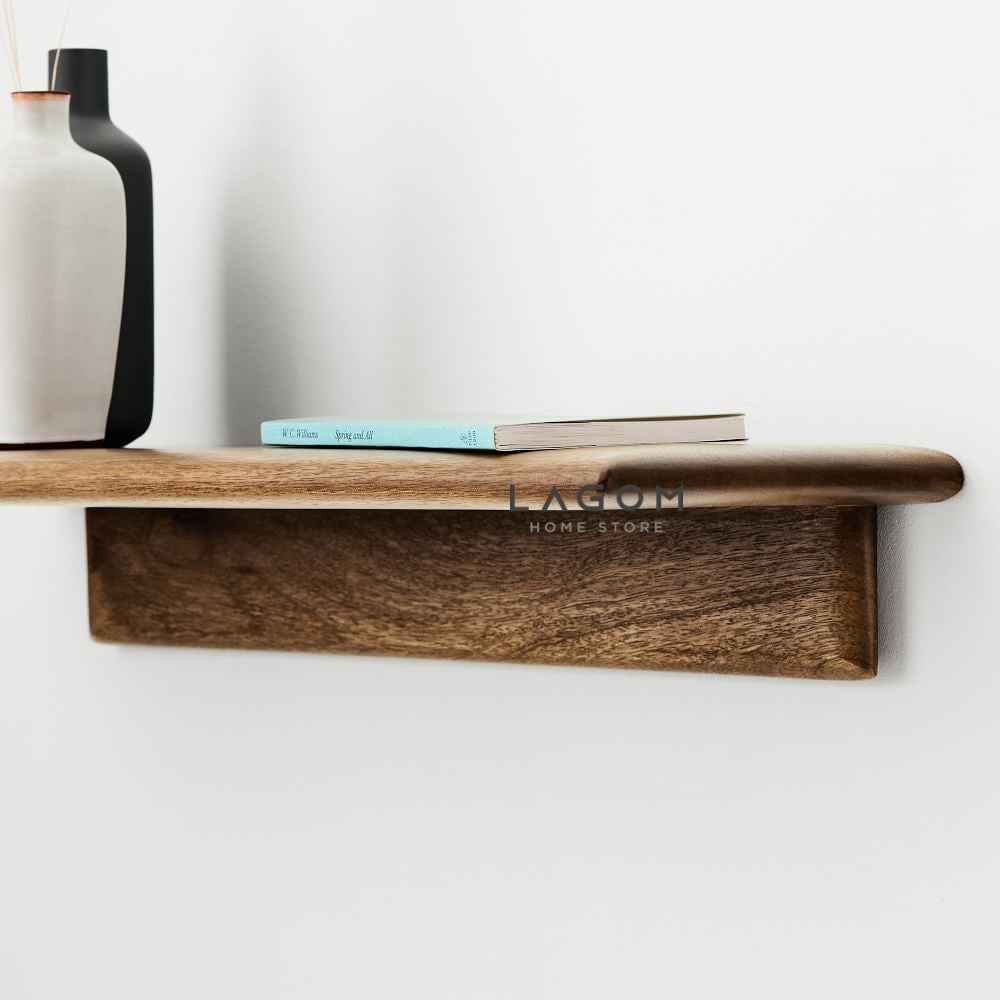 Set Ambalan Dinding Estetis dari Kayu Jati Set of 2 (1 Medium & 1 Large) Wall Shelf Lagom Home Store Jati Furnitur Teak Furniture Jakarta
