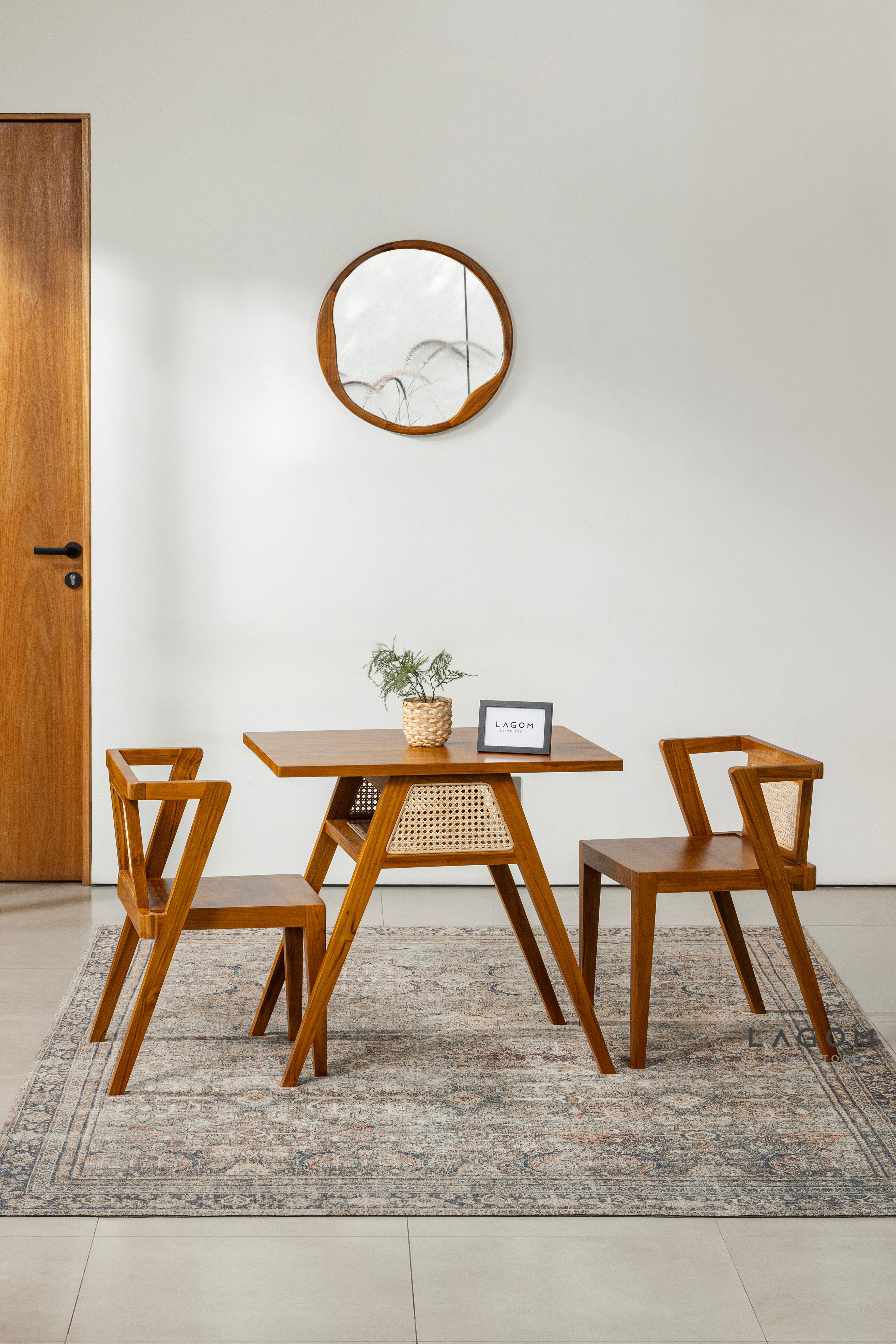 Set Meja Makan Jati dan Rotan Unik Dining Set Lagom Home Store Jati Furnitur Teak Furniture Jakarta