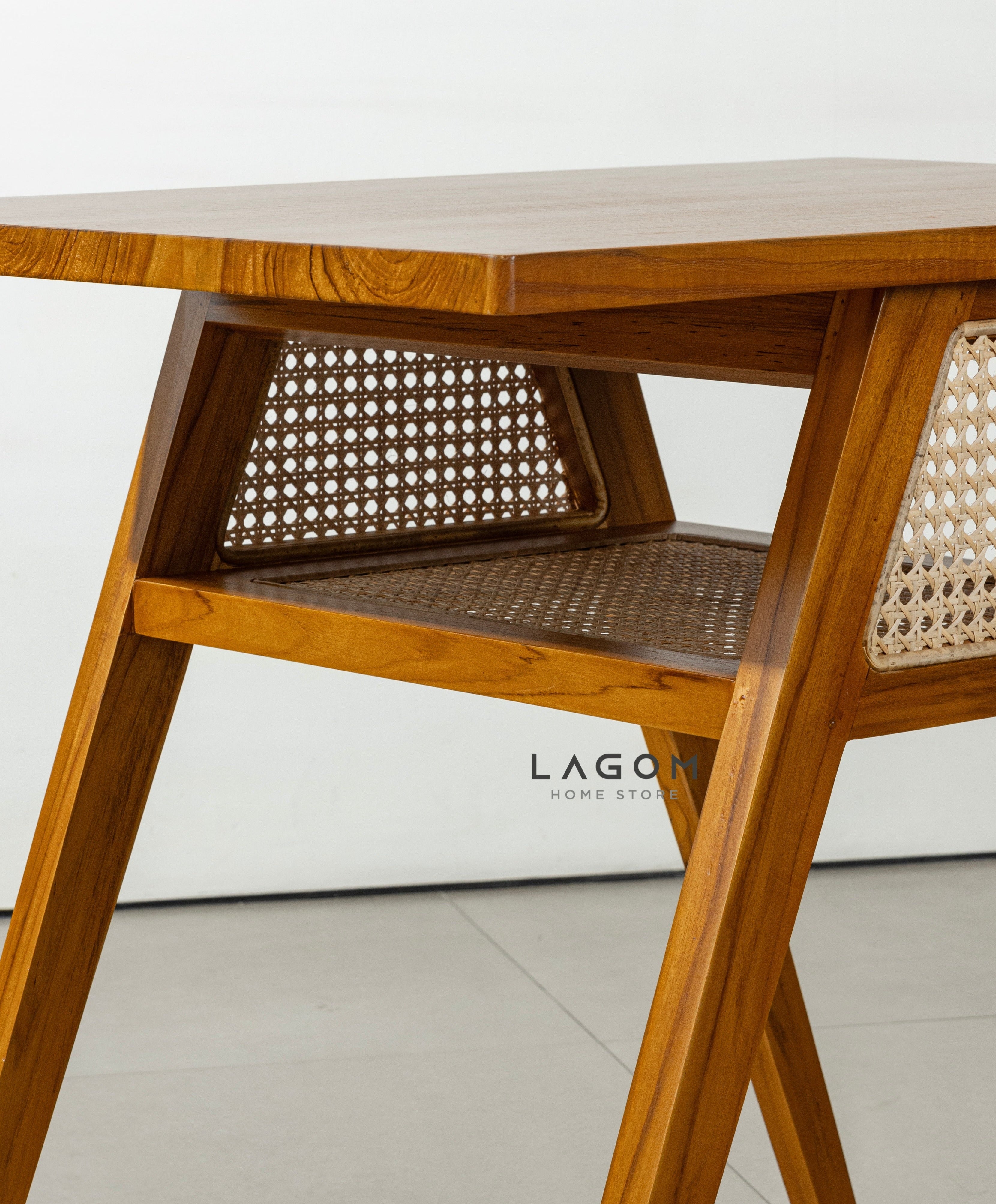 Set Meja Makan Jati dan Rotan Unik Dining Set Lagom Home Store Jati Furnitur Teak Furniture Jakarta