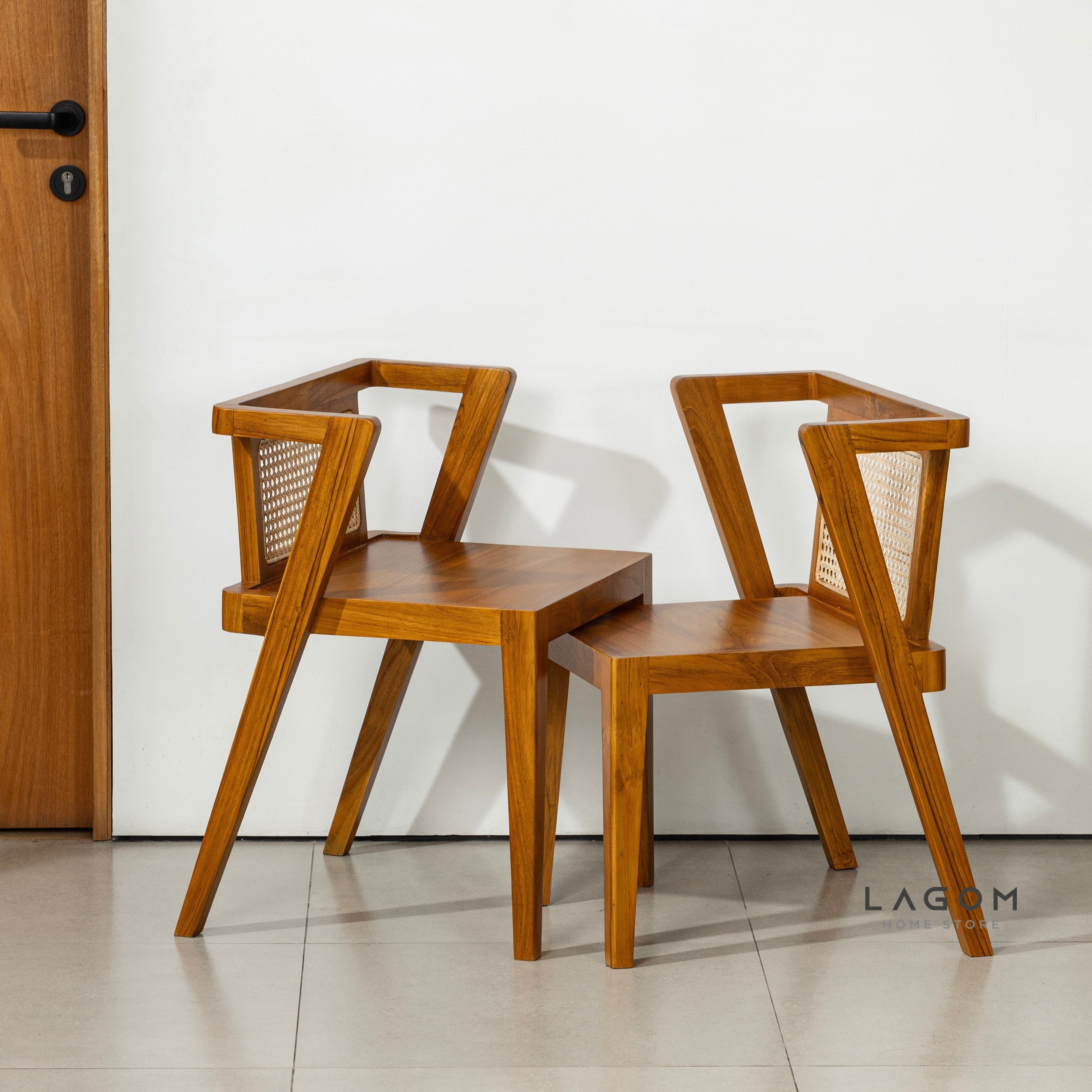 Set Meja Makan Jati dan Rotan Unik Dining Set Lagom Home Store Jati Furnitur Teak Furniture Jakarta