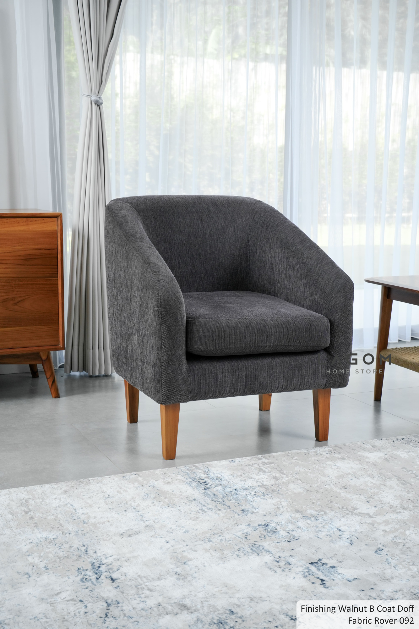 Single Sofa Premium dengan Frame Kayu Jati Sofa Lagom Home Store Jati Furnitur Teak Furniture Jakarta