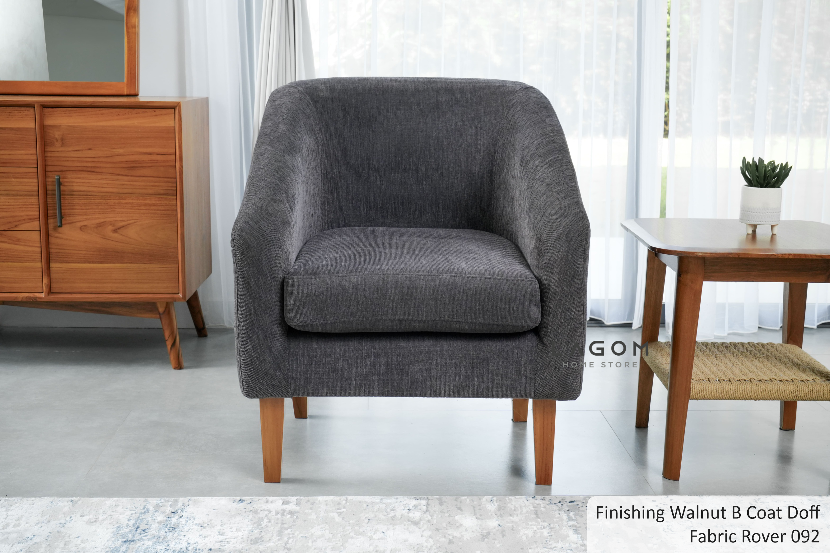 Single Sofa Premium dengan Frame Kayu Jati Sofa Lagom Home Store Jati Furnitur Teak Furniture Jakarta