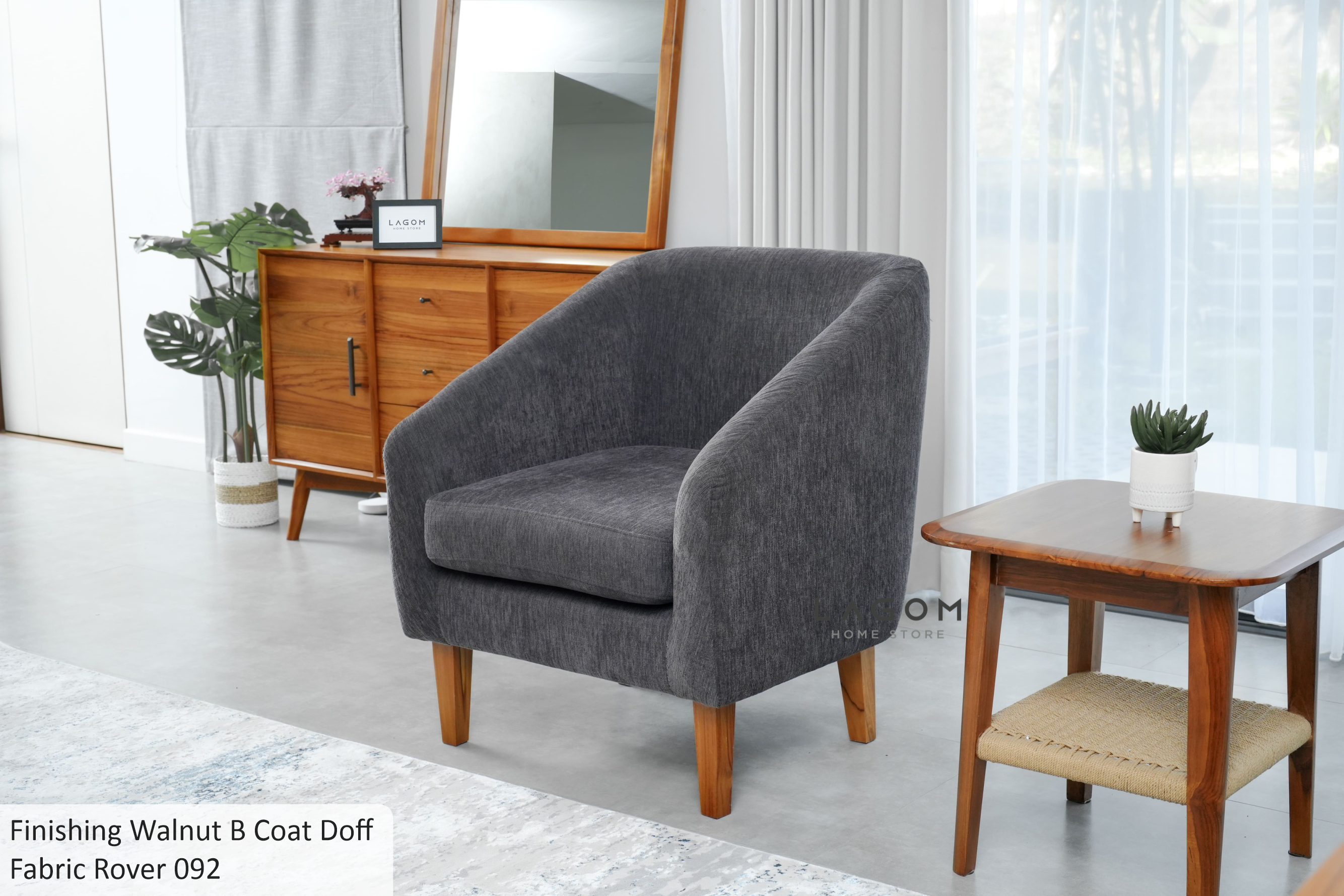 Single Sofa Premium dengan Frame Kayu Jati Sofa Lagom Home Store Jati Furnitur Teak Furniture Jakarta