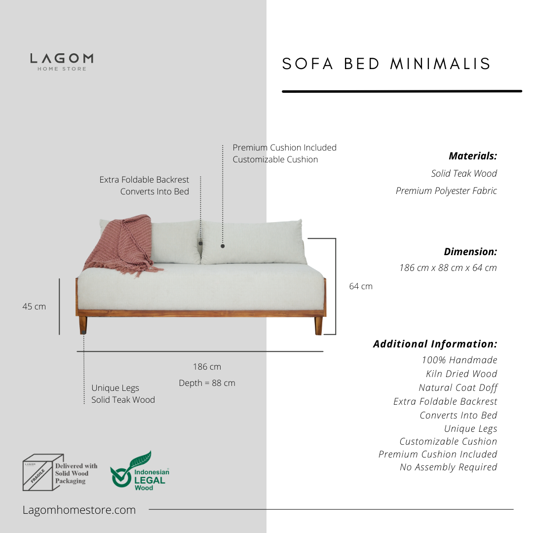 Sofa Bed Multifungsi dari Kayu Jati Sofa Lagom Home Store Jati Furnitur Teak Furniture Jakarta