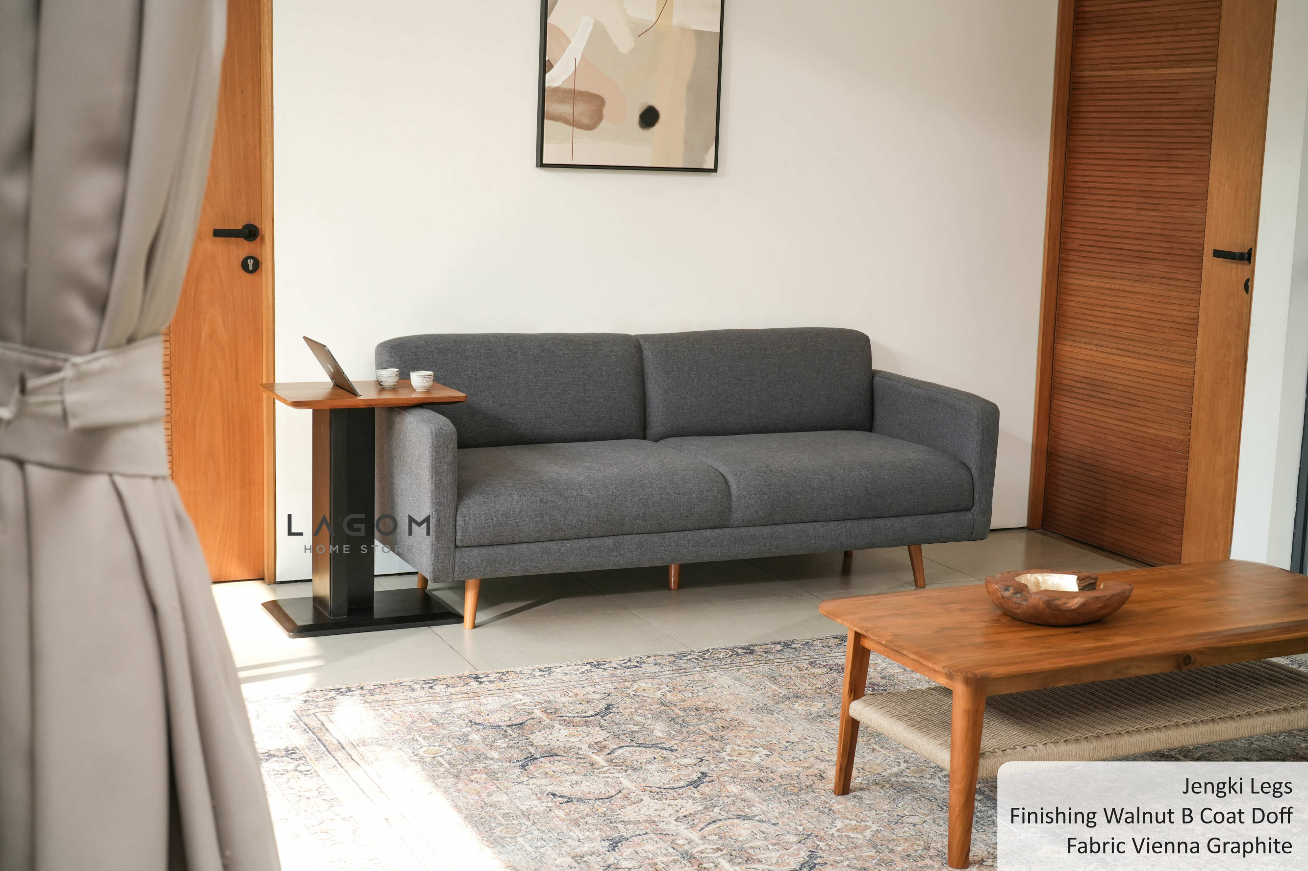 Sofa Double Seater dengan Frame Kayu Jati Sofa Lagom Home Store Jati Furnitur Teak Furniture Jakarta