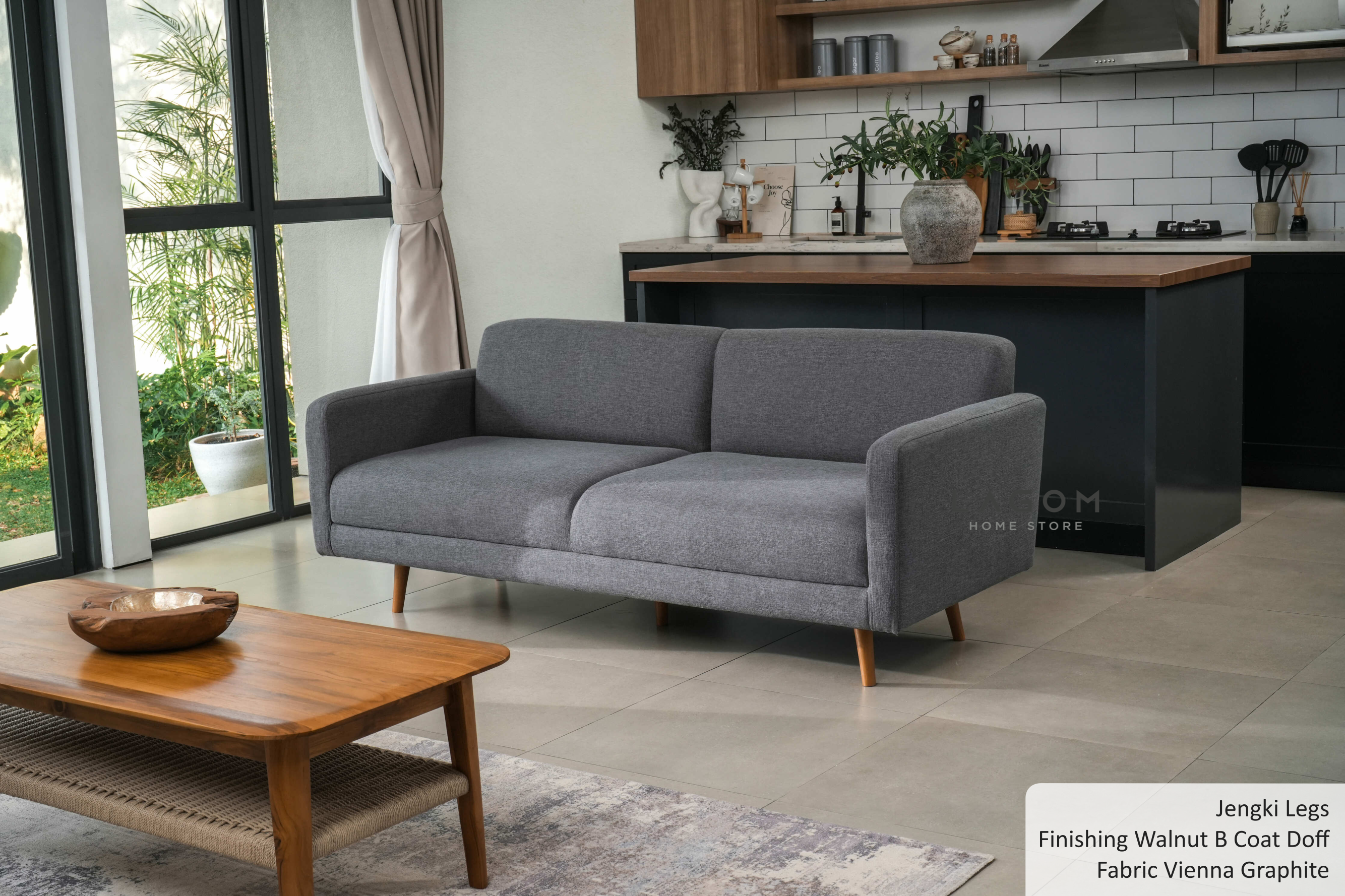 Sofa Double Seater dengan Frame Kayu Jati Sofa Lagom Home Store Jati Furnitur Teak Furniture Jakarta