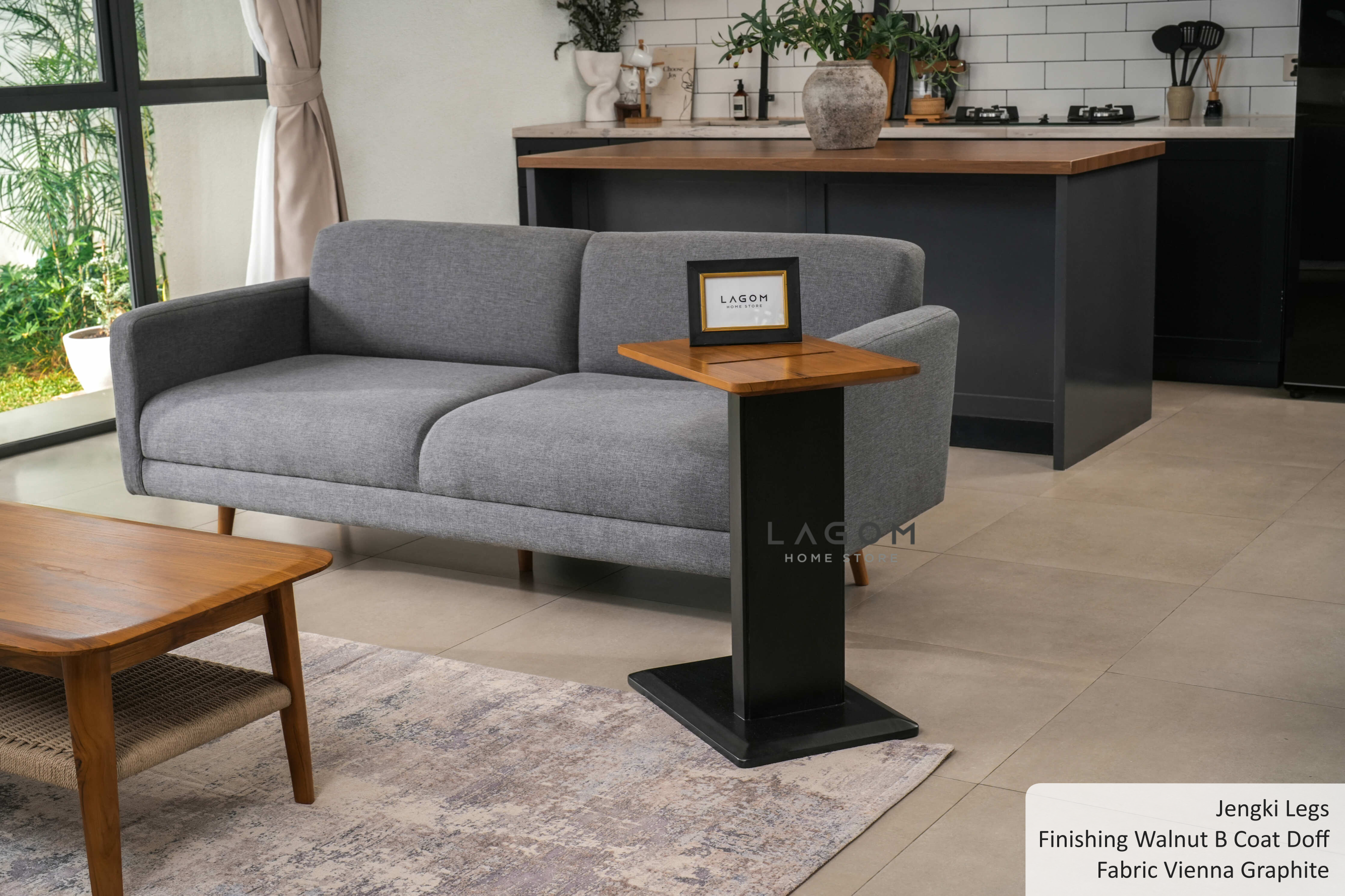 Sofa Double Seater dengan Frame Kayu Jati Sofa Lagom Home Store Jati Furnitur Teak Furniture Jakarta