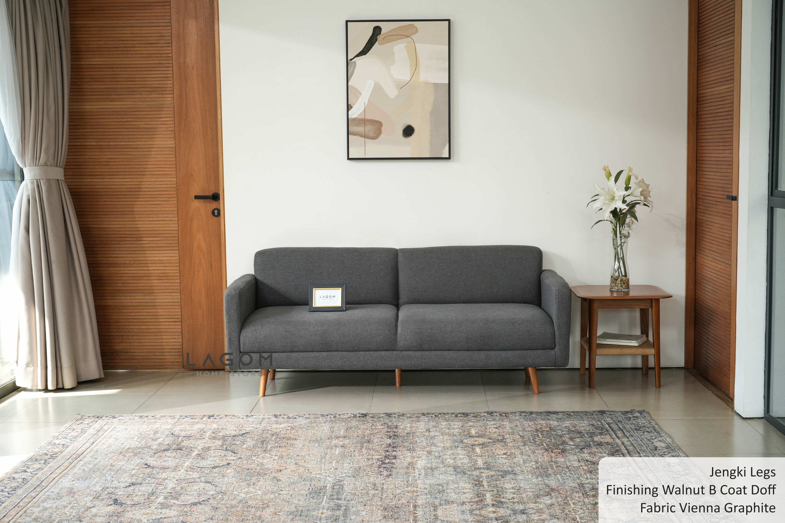 Sofa Double Seater dengan Frame Kayu Jati Sofa Lagom Home Store Jati Furnitur Teak Furniture Jakarta