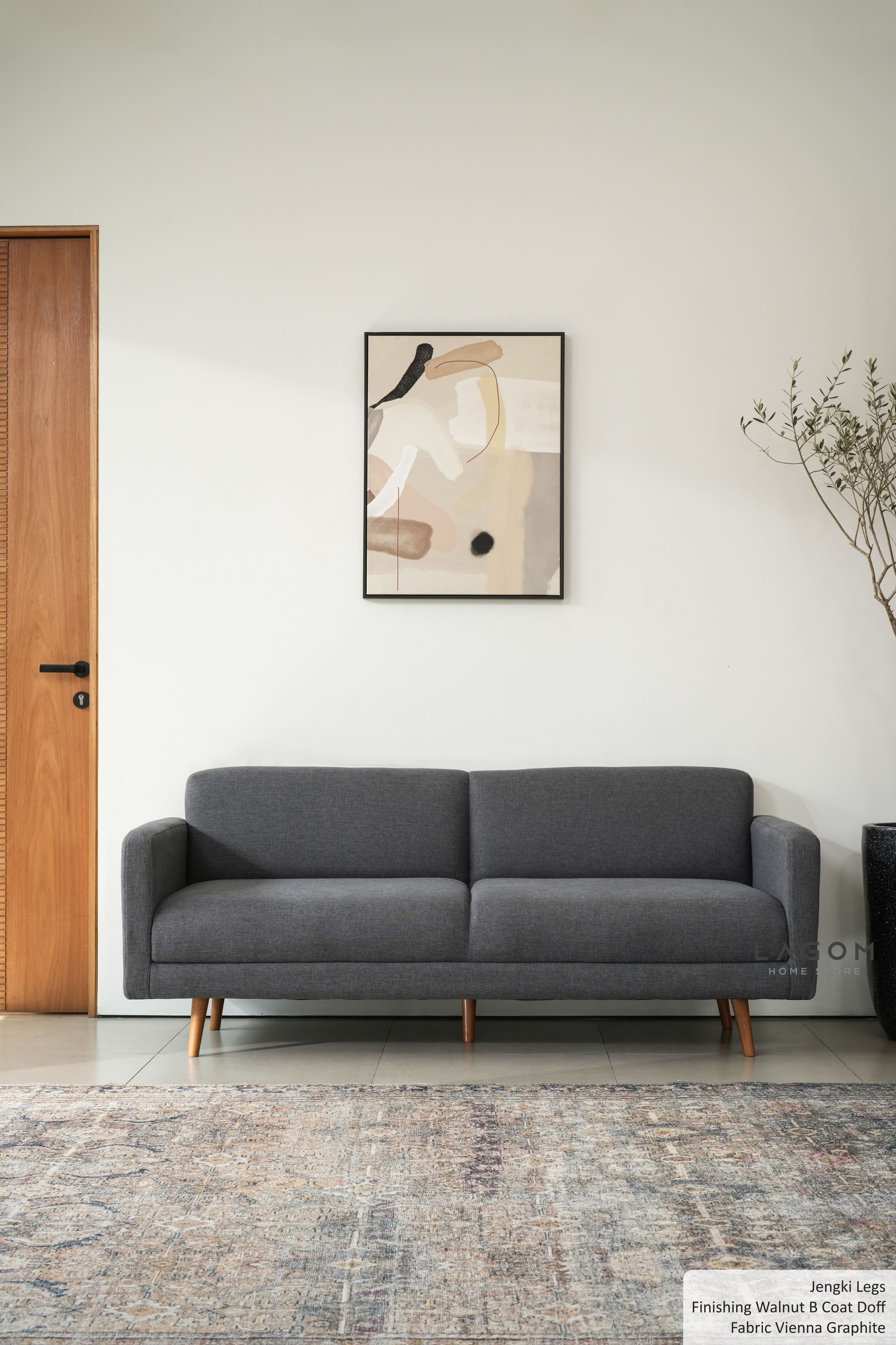 Sofa Double Seater dengan Frame Kayu Jati Sofa Lagom Home Store Jati Furnitur Teak Furniture Jakarta