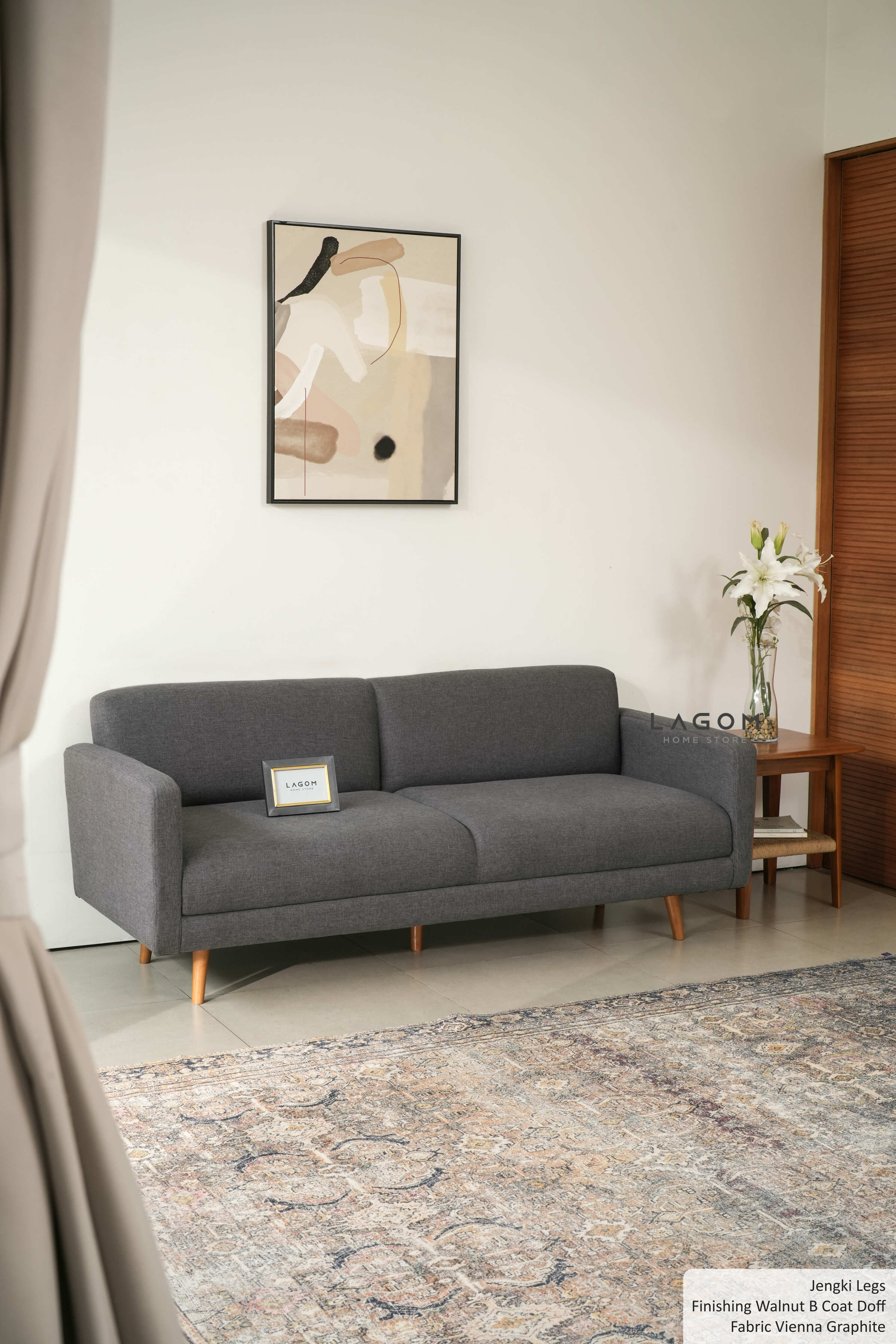 Sofa Double Seater dengan Frame Kayu Jati Sofa Lagom Home Store Jati Furnitur Teak Furniture Jakarta