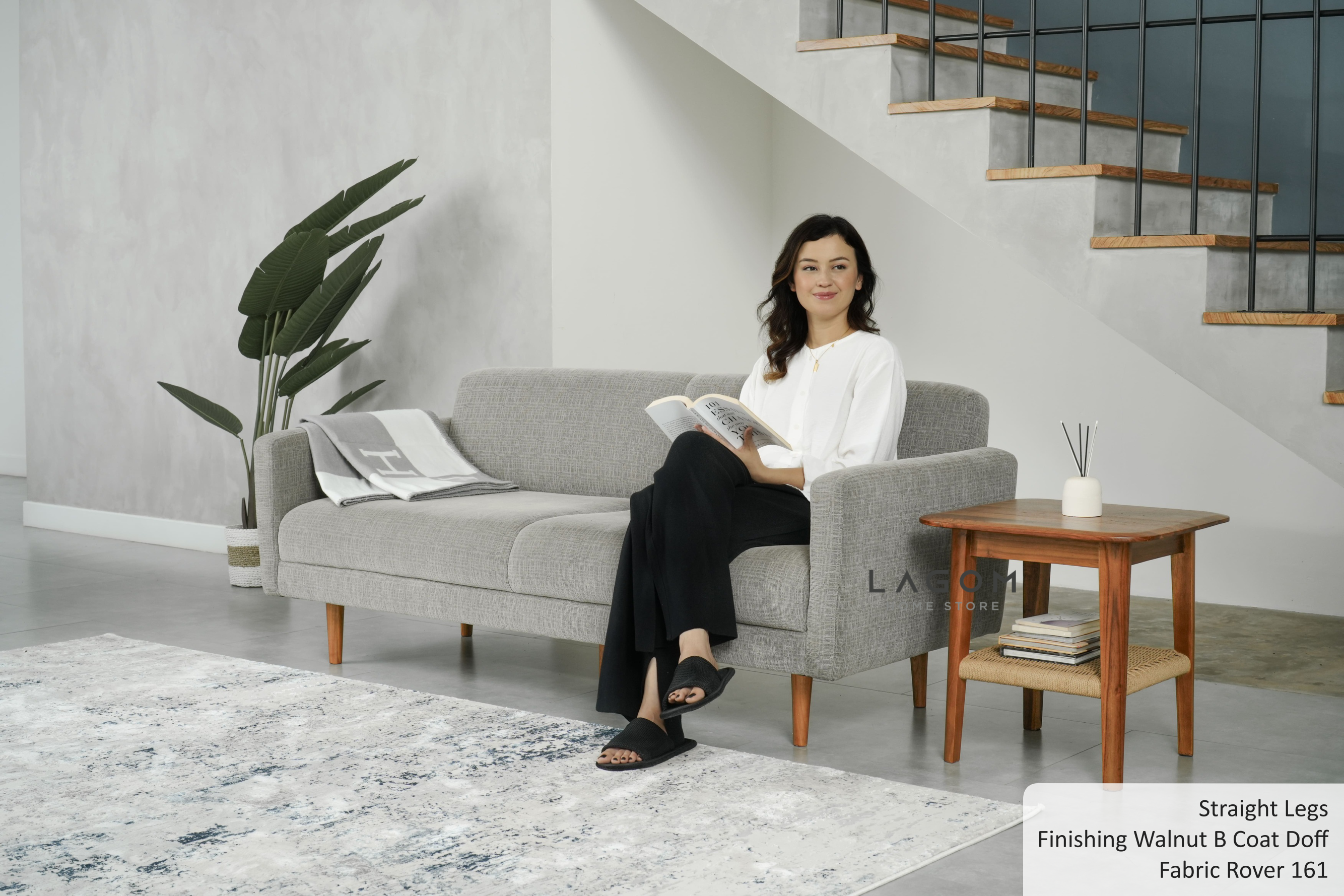 Sofa Double Seater dengan Frame Kayu Jati Sofa Lagom Home Store Jati Furnitur Teak Furniture Jakarta