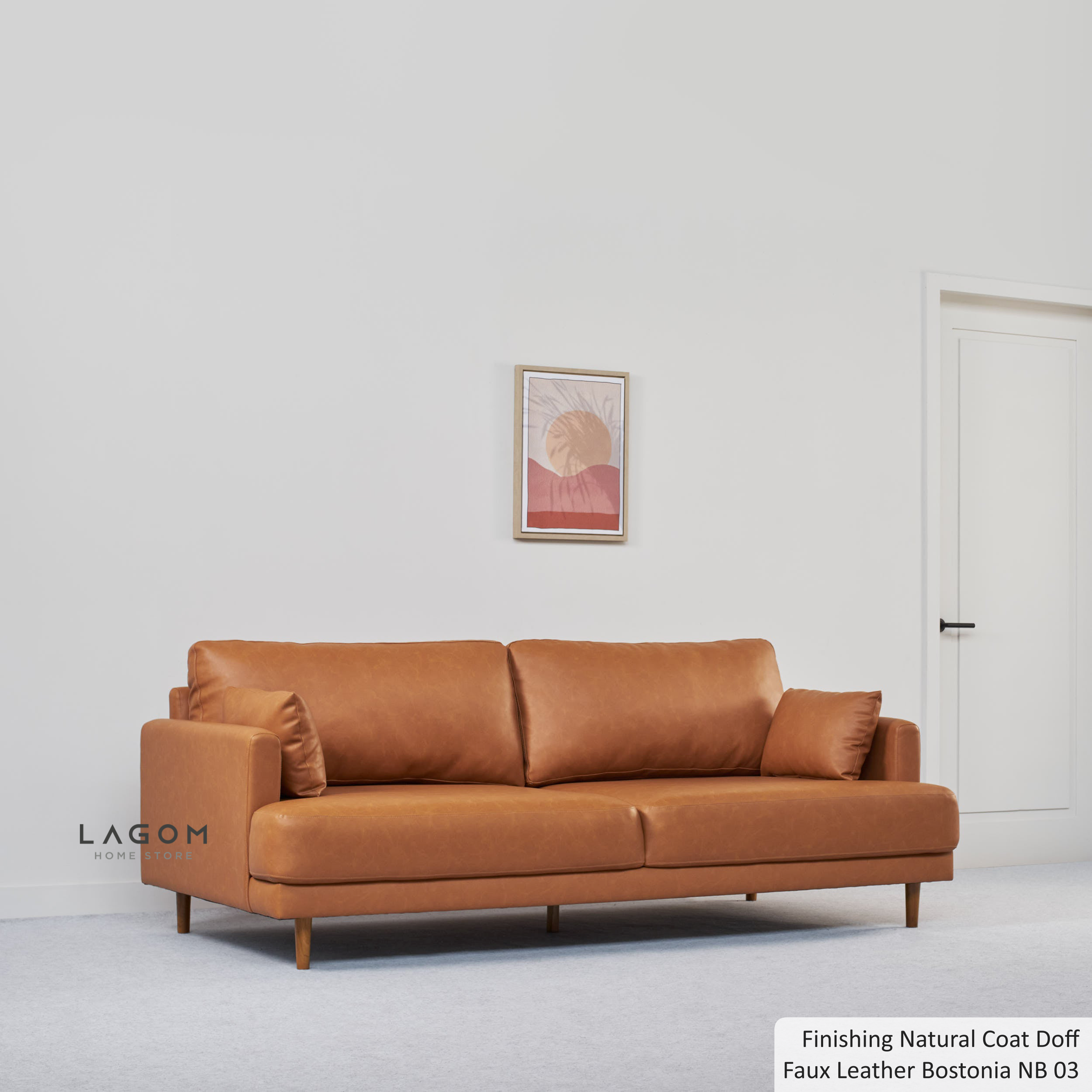 Sofa Keluarga dari Frame Kayu Jati dan Faux Leather Sofa Lagom Home Store Jati Furnitur Teak Furniture Jakarta