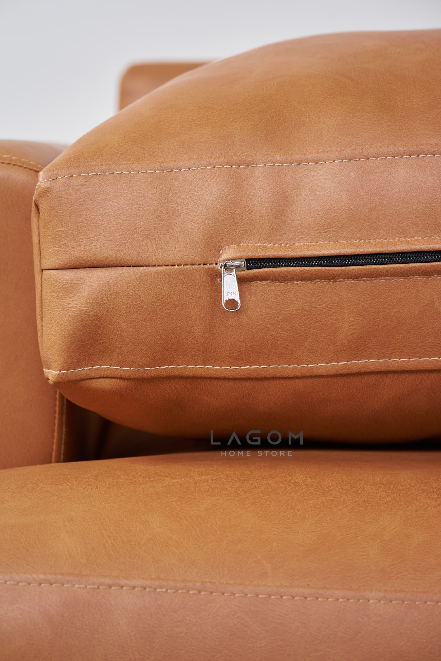 Sofa Keluarga Desain Elegan dari Kayu Jati dan Faux Leather Sofa Lagom Home Store Jati Furnitur Teak Furniture Jakarta