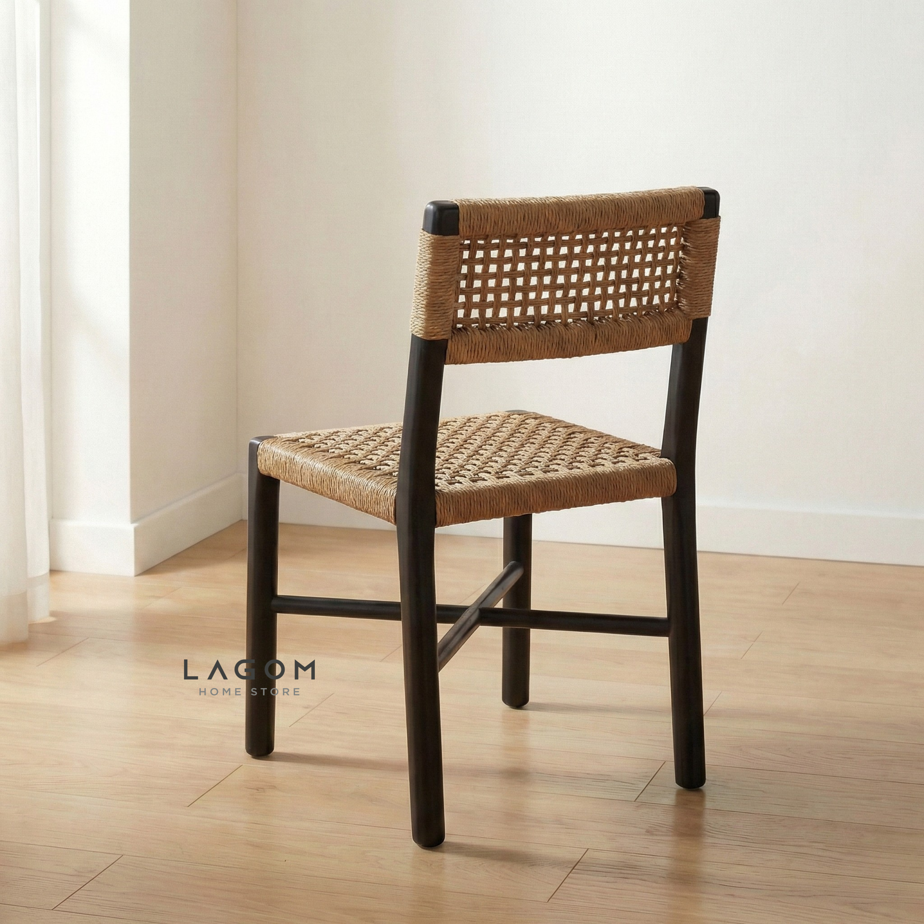Solid Teak Chair with Handwoven Paper Loom Chair Lagom Home Store Jati Furnitur Teak Furniture Jakarta