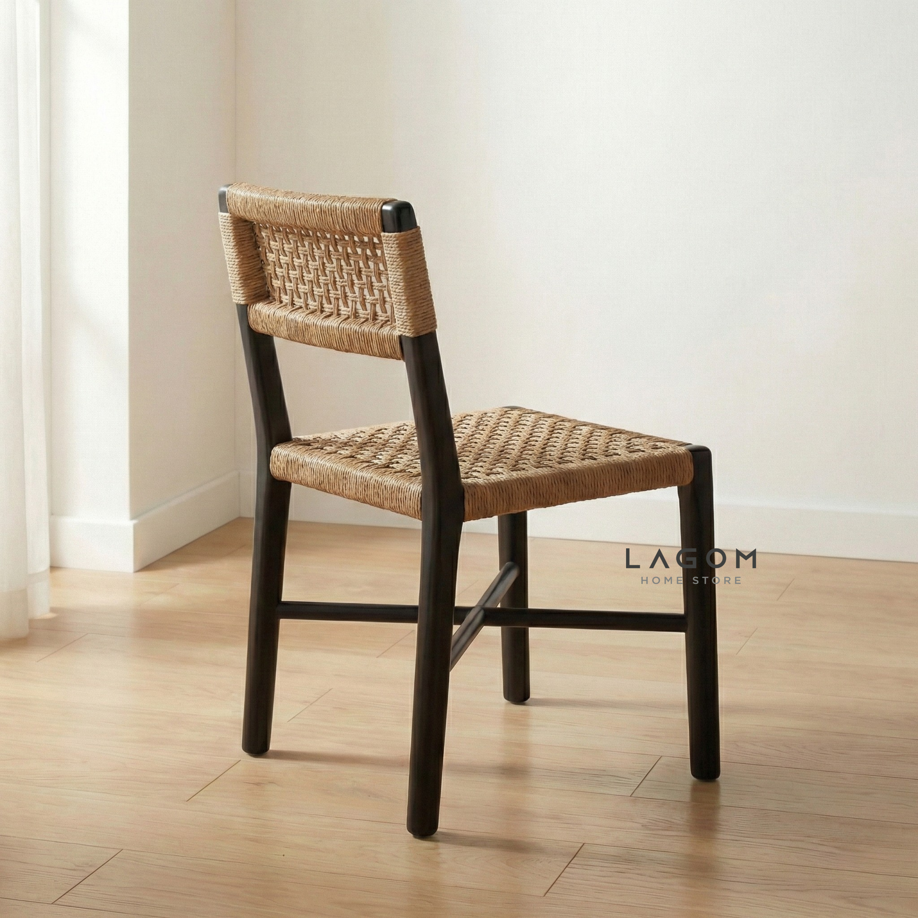 Solid Teak Chair with Handwoven Paper Loom Chair Lagom Home Store Jati Furnitur Teak Furniture Jakarta