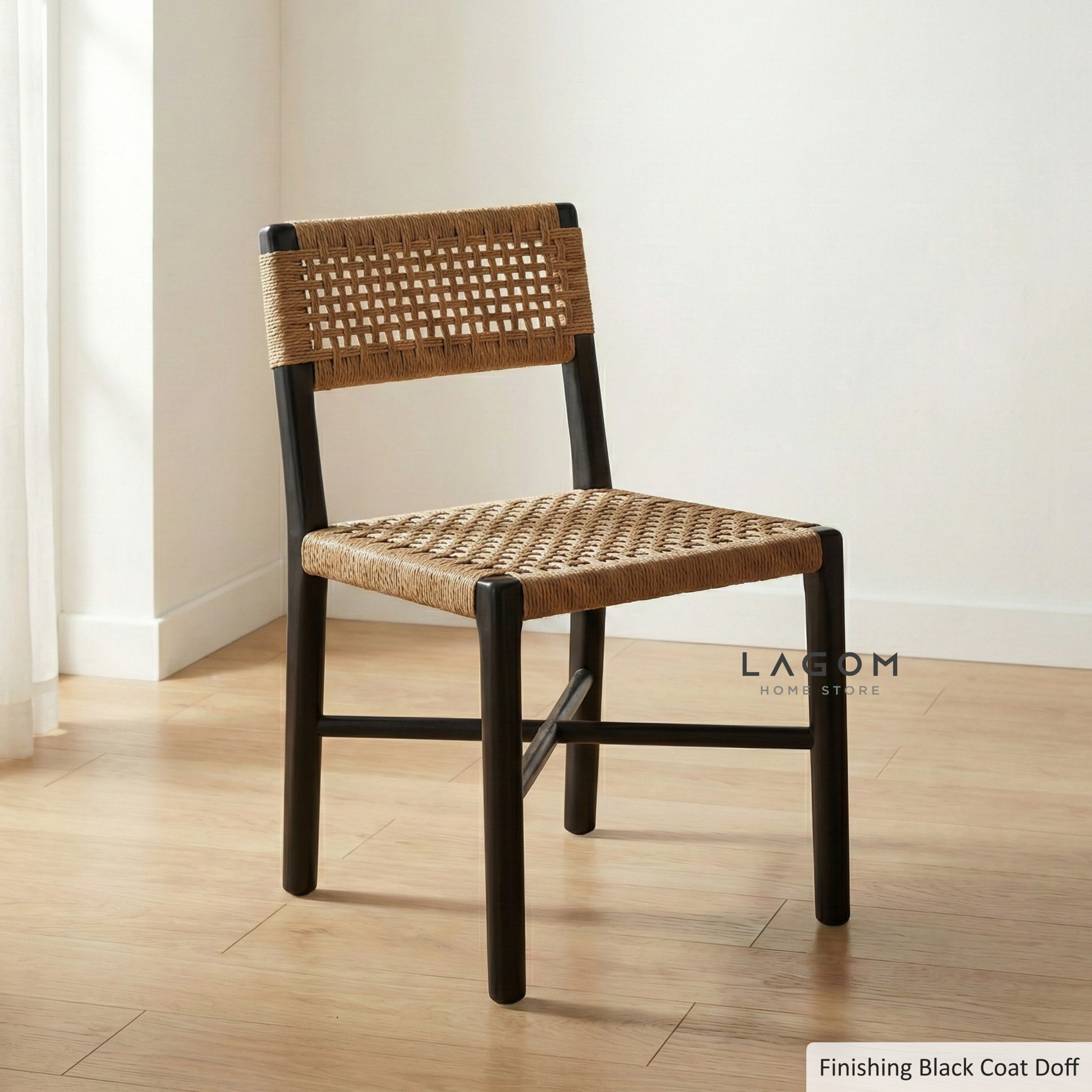 Solid Teak Chair with Handwoven Paper Loom Chair Lagom Home Store Jati Furnitur Teak Furniture Jakarta