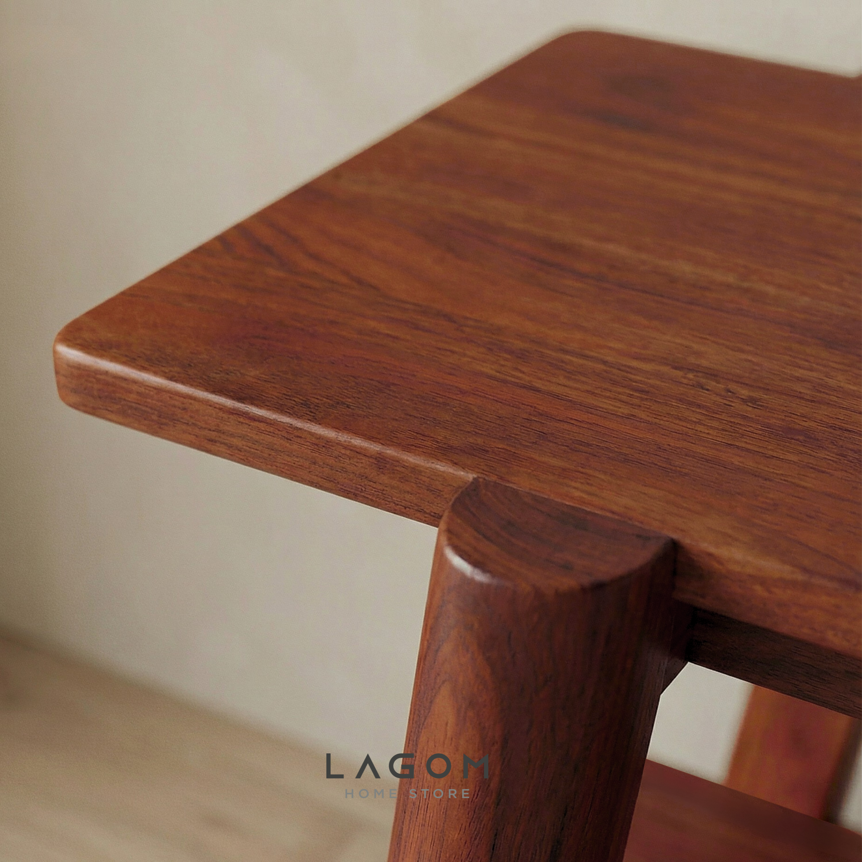 Solid Teak Side Table with Open Shelves Side Table Lagom Home Store Jati Furnitur Teak Furniture Jakarta