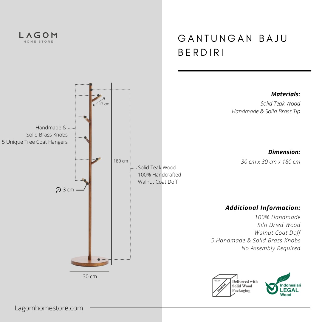 Standing Coat Hanger Ranting dari Kayu Jati Standing Coat Hanger Lagom Home Store Jati Furnitur Teak Furniture Jakarta