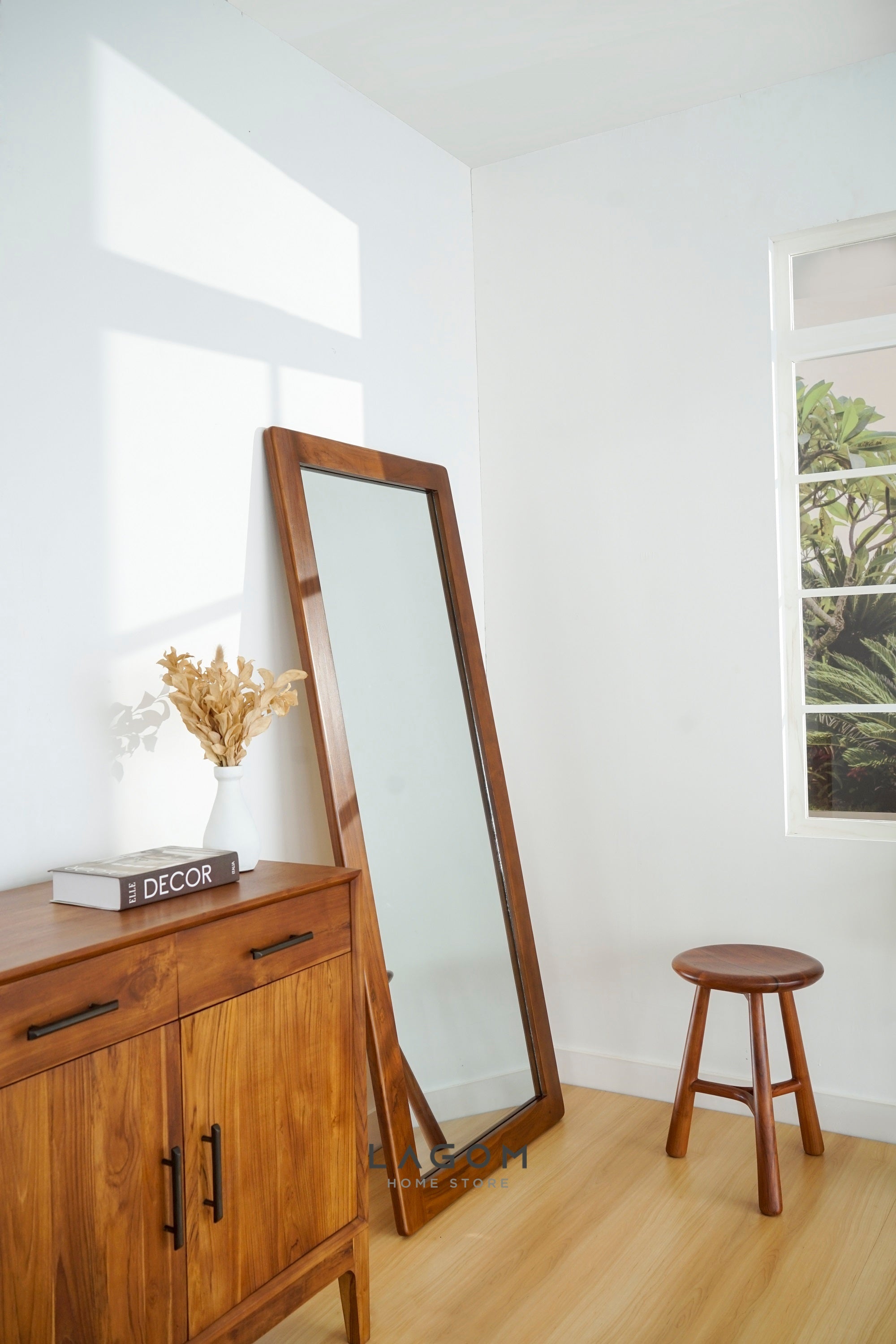 Standing Mirror dari Kayu Jati Solid - Tinggi 183 cm Mirror Lagom Home Store Jati Furnitur Teak Furniture Jakarta