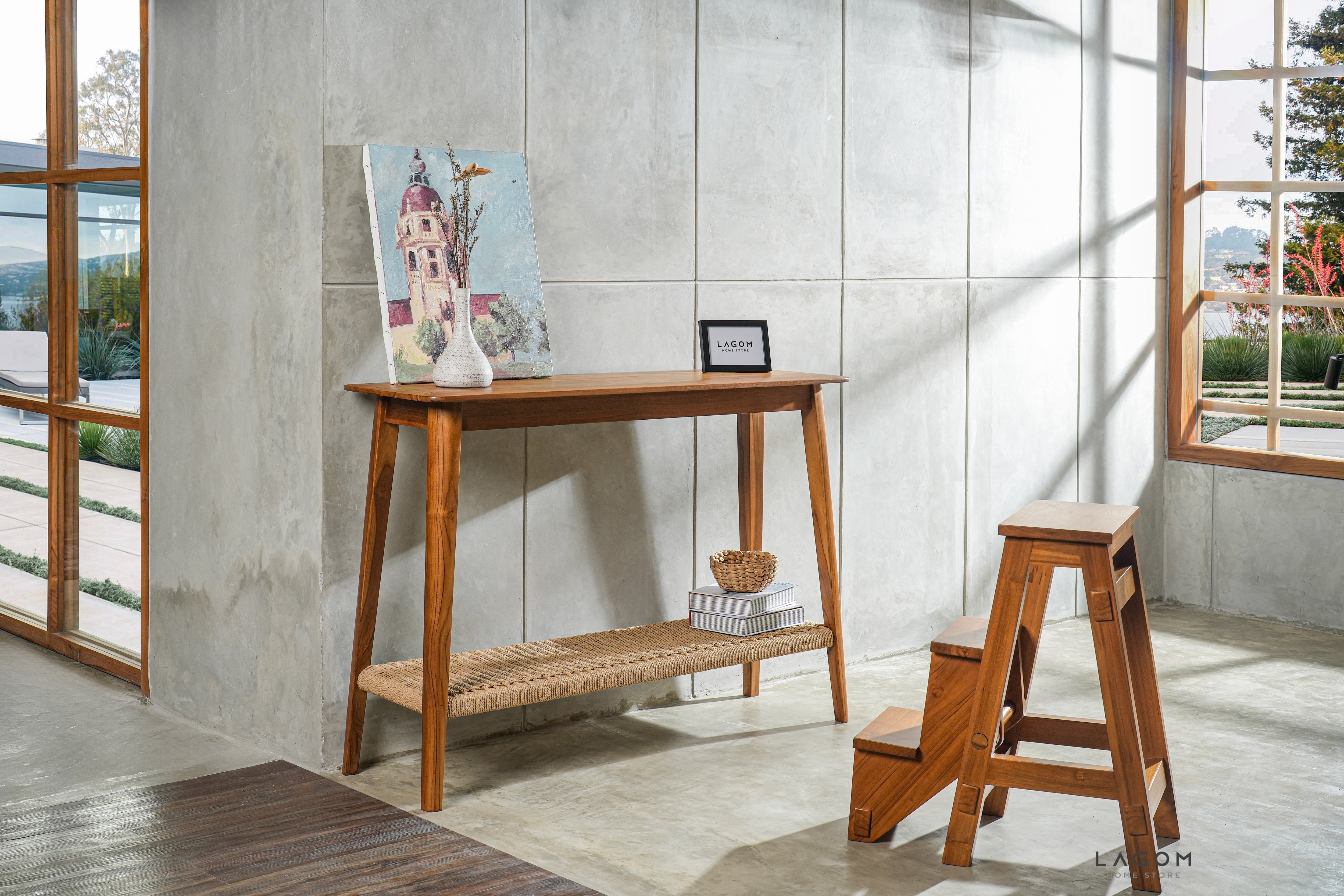Step Stool Lipat/Kursi Bar dari Kayu Jati Solid Step Stool Lagom Home Store Jati Furnitur Teak Furniture Jakarta