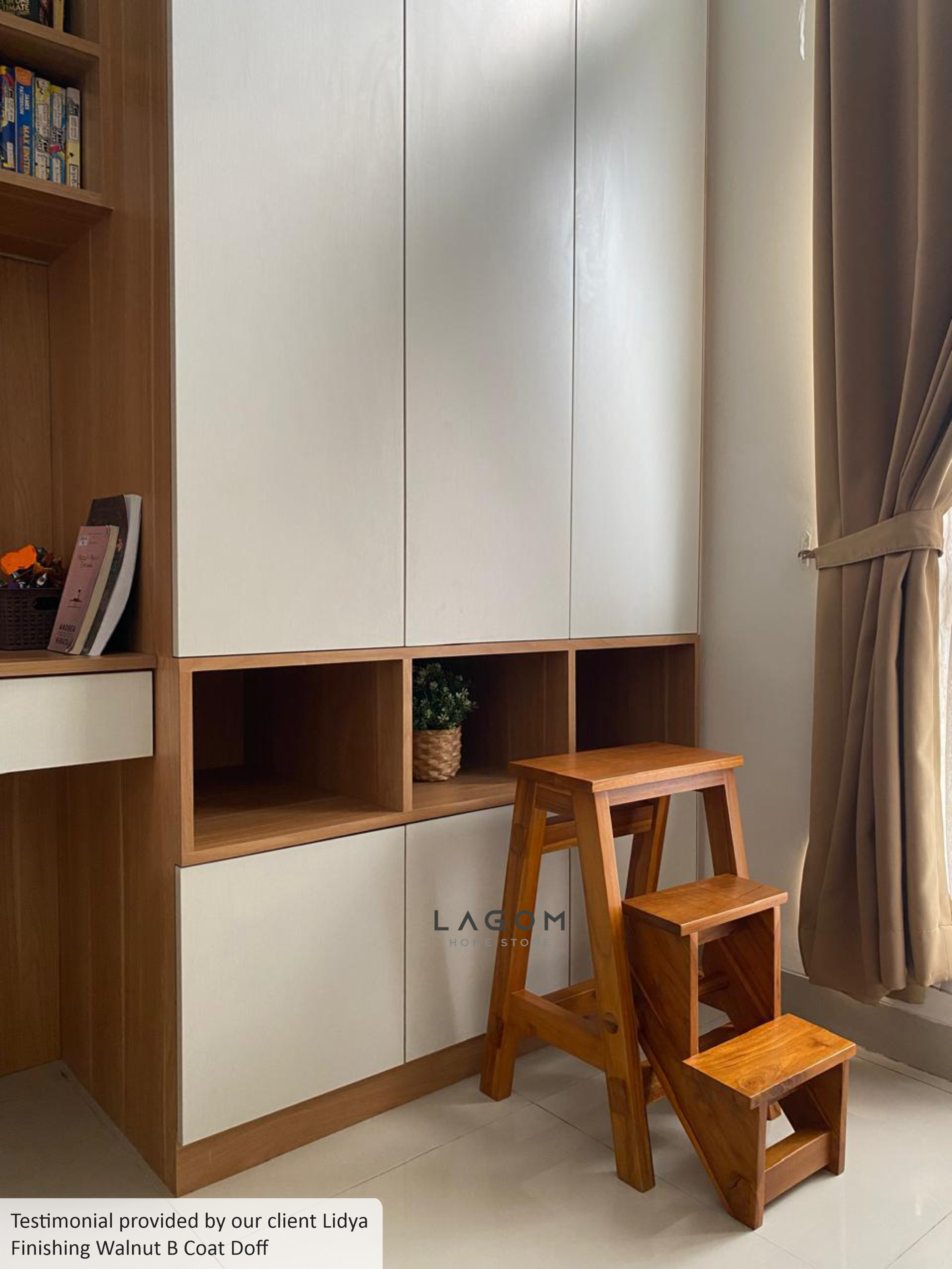 Step Stool Lipat/Kursi Bar dari Kayu Jati Solid Step Stool Lagom Home Store Jati Furnitur Teak Furniture Jakarta
