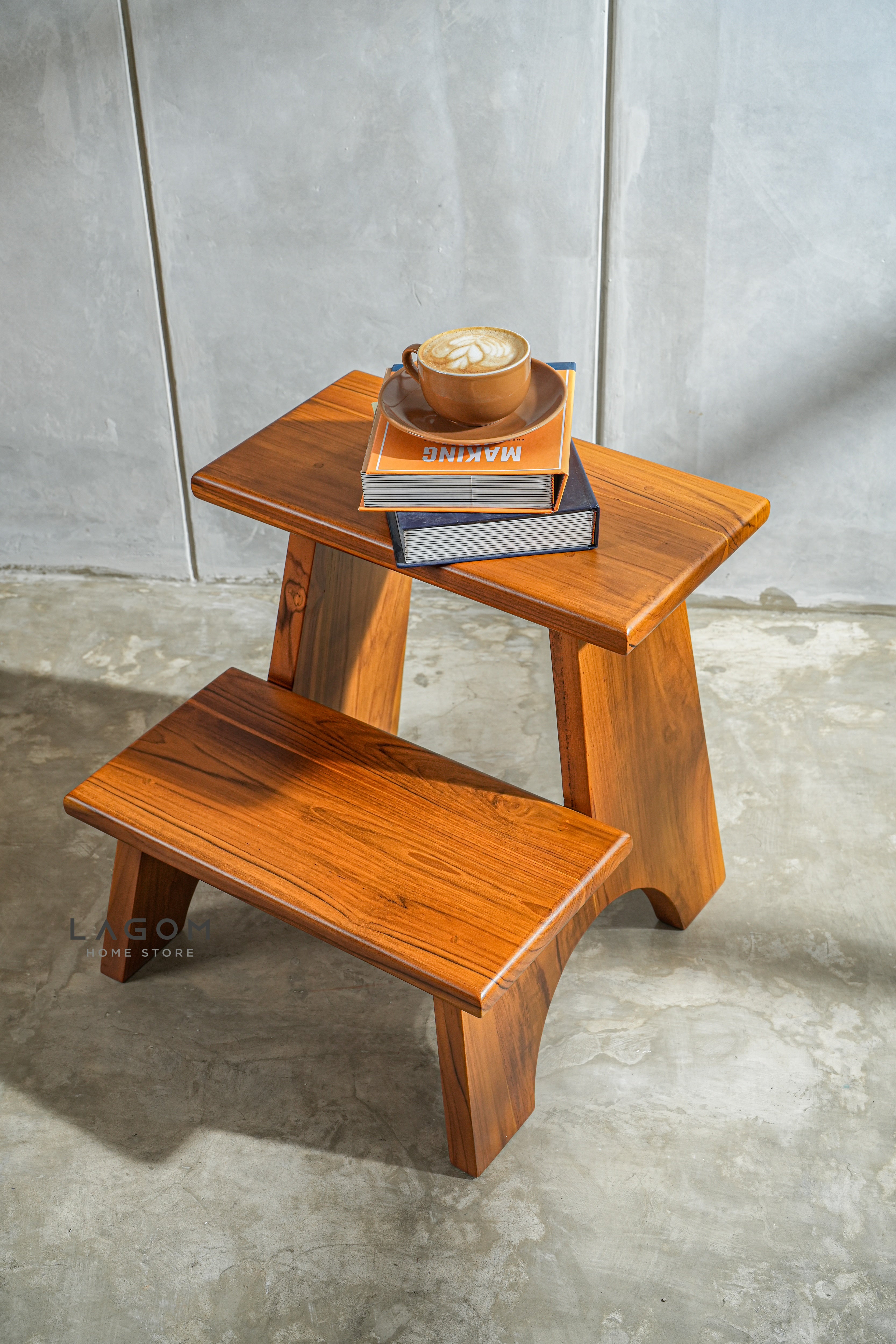 Step Stool Minimalis dari Kayu Jati Solid Step Stool Lagom Home Store Jati Furnitur Teak Furniture Jakarta