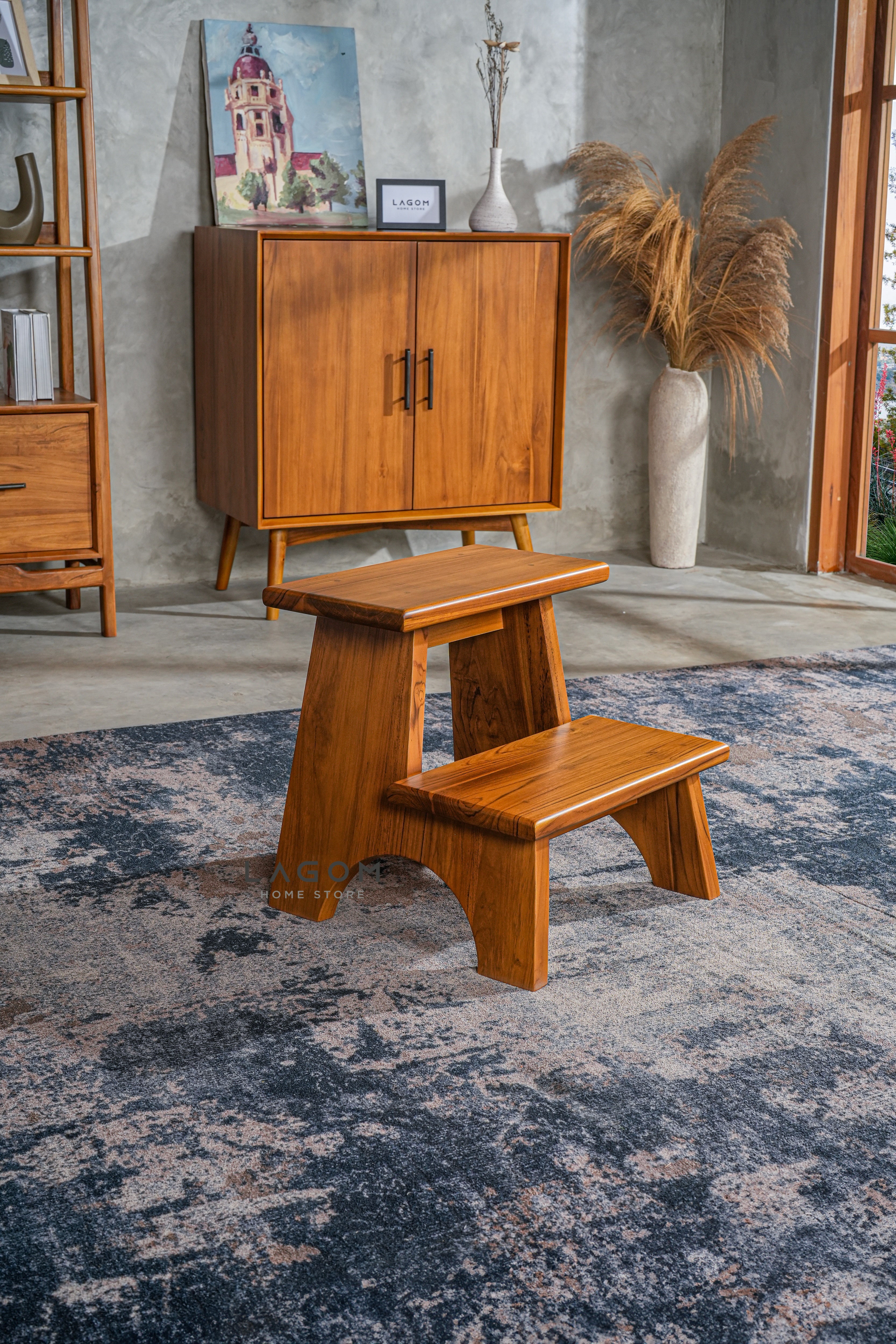 Step Stool Minimalis dari Kayu Jati Solid Step Stool Lagom Home Store Jati Furnitur Teak Furniture Jakarta