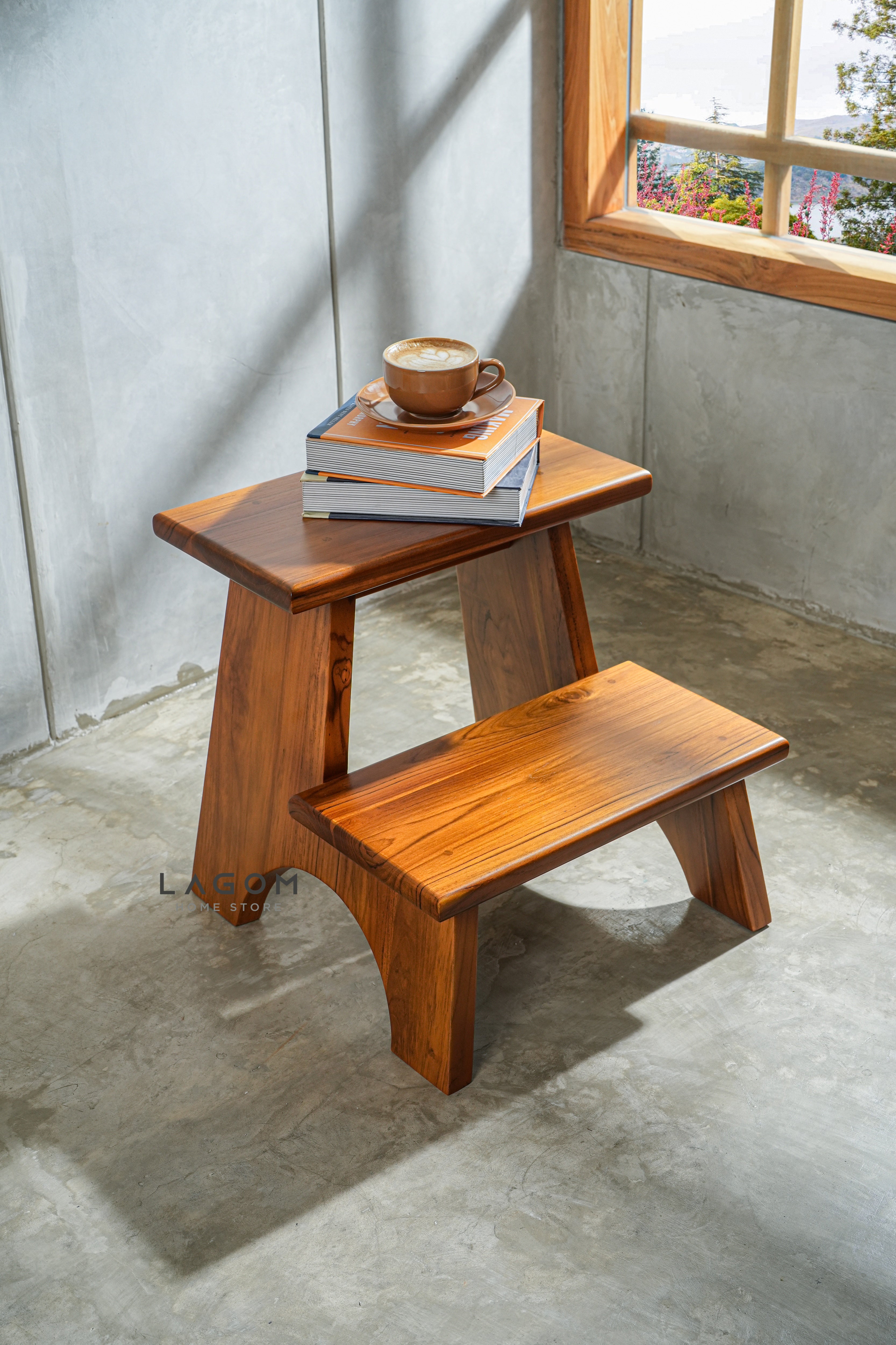 Step Stool Minimalis dari Kayu Jati Solid Step Stool Lagom Home Store Jati Furnitur Teak Furniture Jakarta