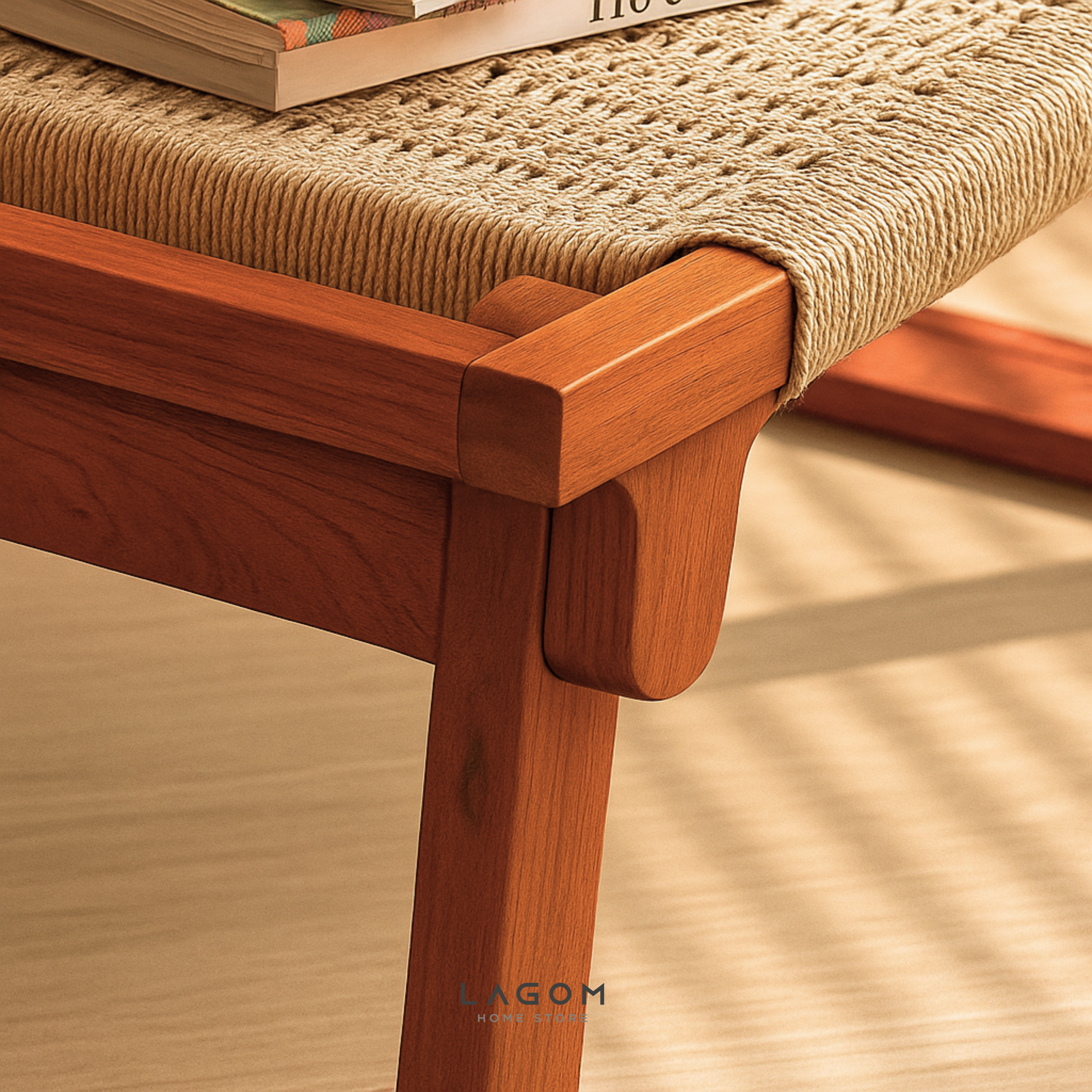 Teak & Loom Foldable Ottoman Stool Ottoman Lagom Home Store Jati Furnitur Teak Furniture Jakarta