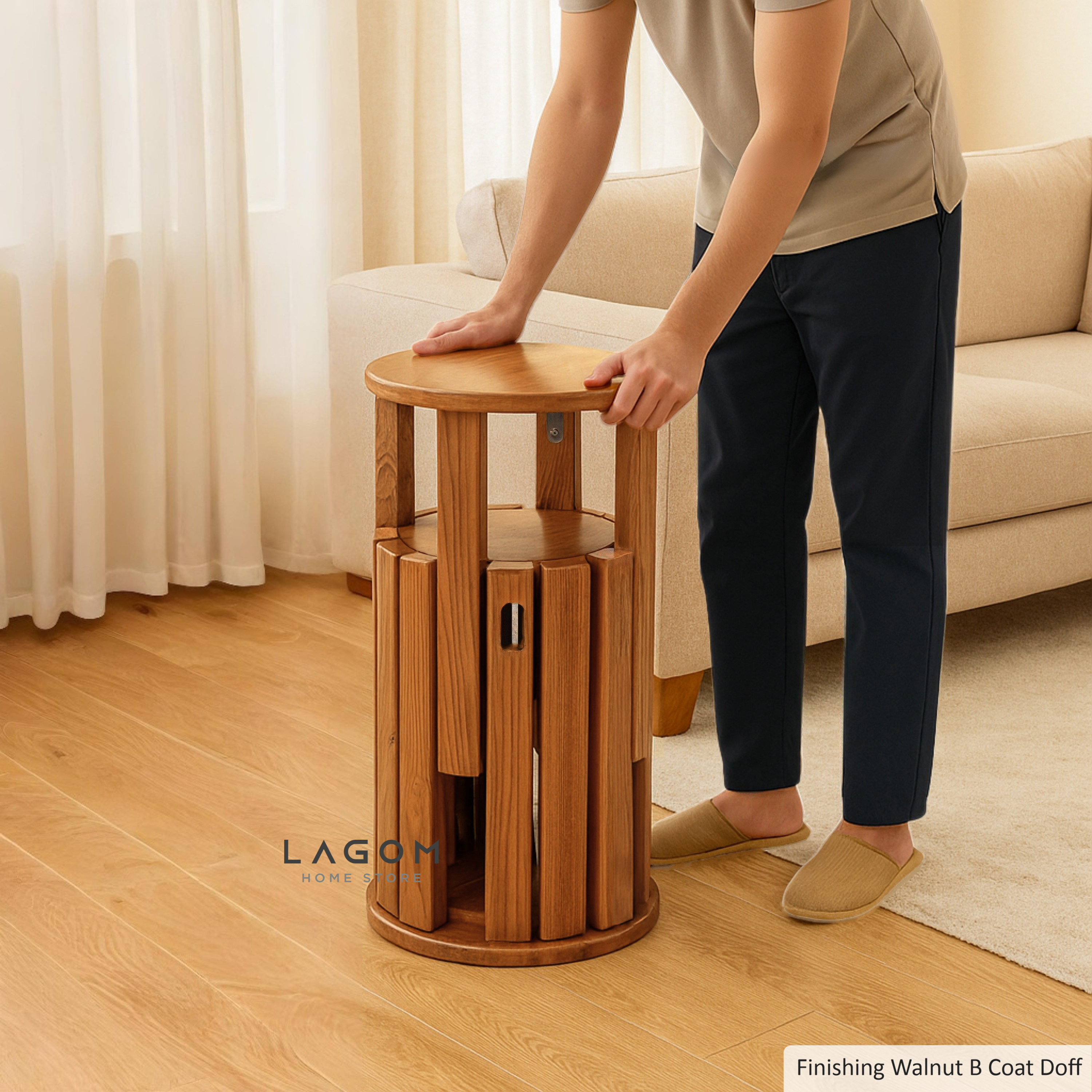 Teak Stackable Stools - Set of 4 Stool Lagom Home Store Jati Furnitur Teak Furniture Jakarta