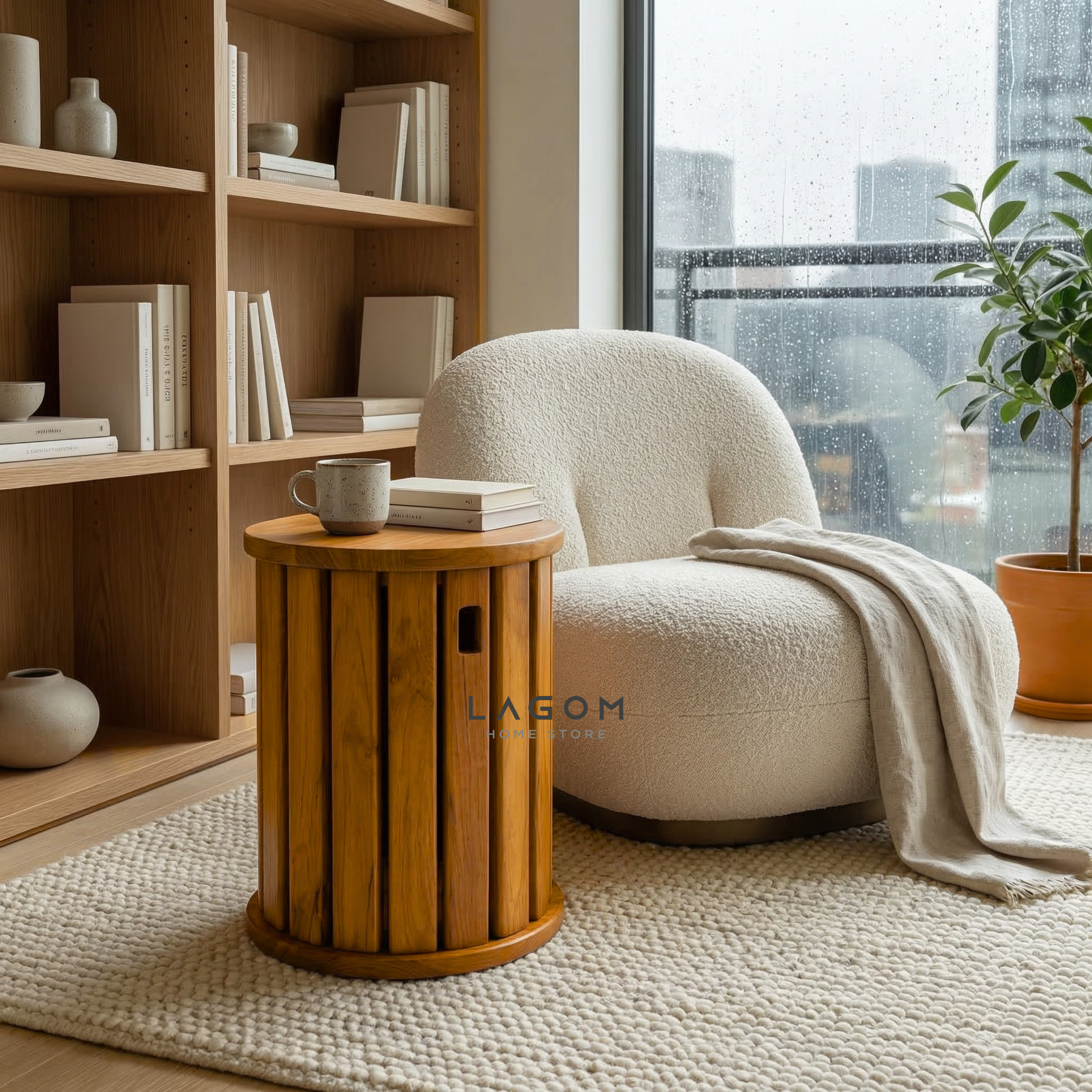Teak Stackable Stools - Set of 4 Stool Lagom Home Store Jati Furnitur Teak Furniture Jakarta