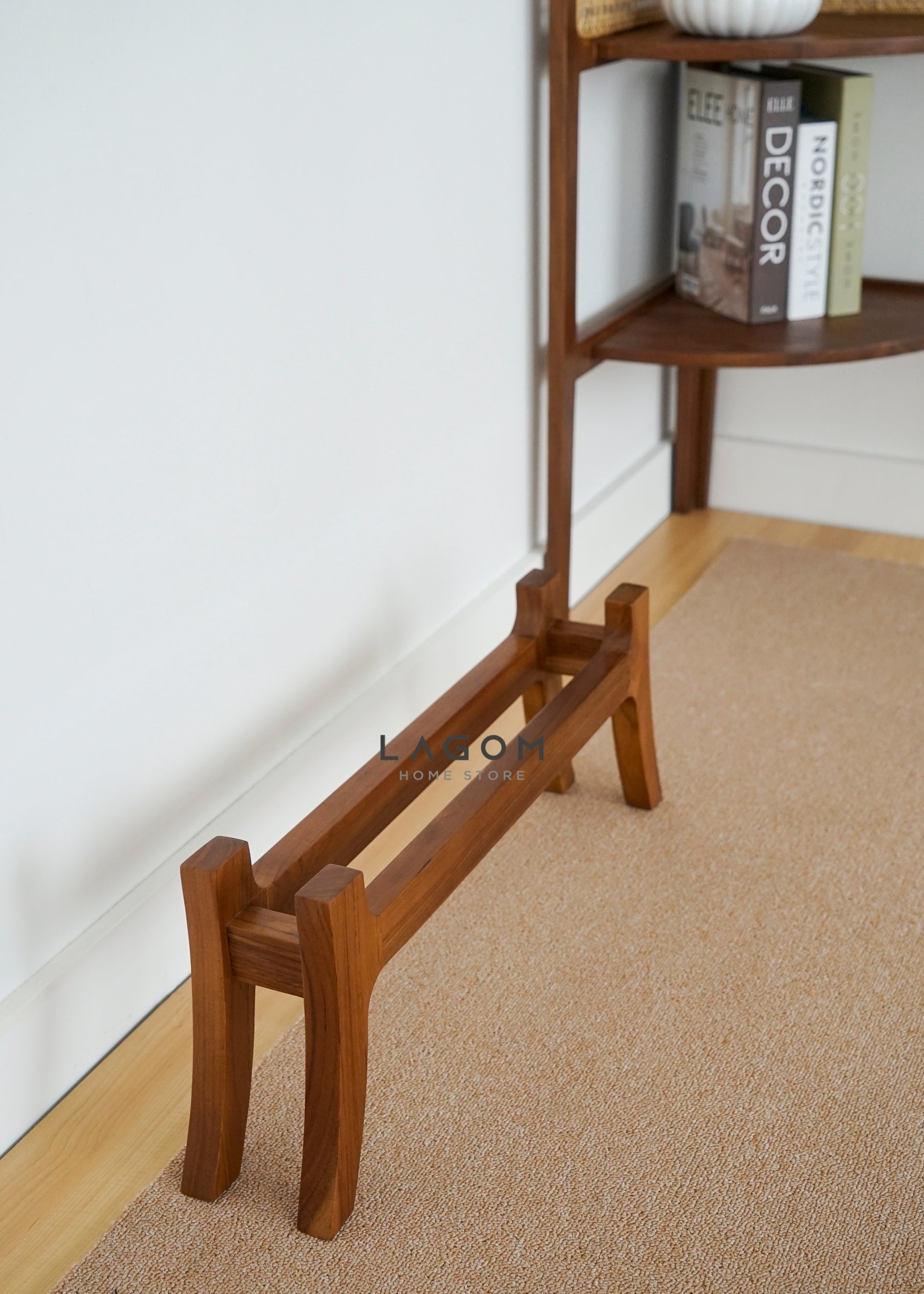 Tempat Sandal Unik dari Kayu Jati Solid Shoe Rack Lagom Home Store Jati Furnitur Teak Furniture Jakarta