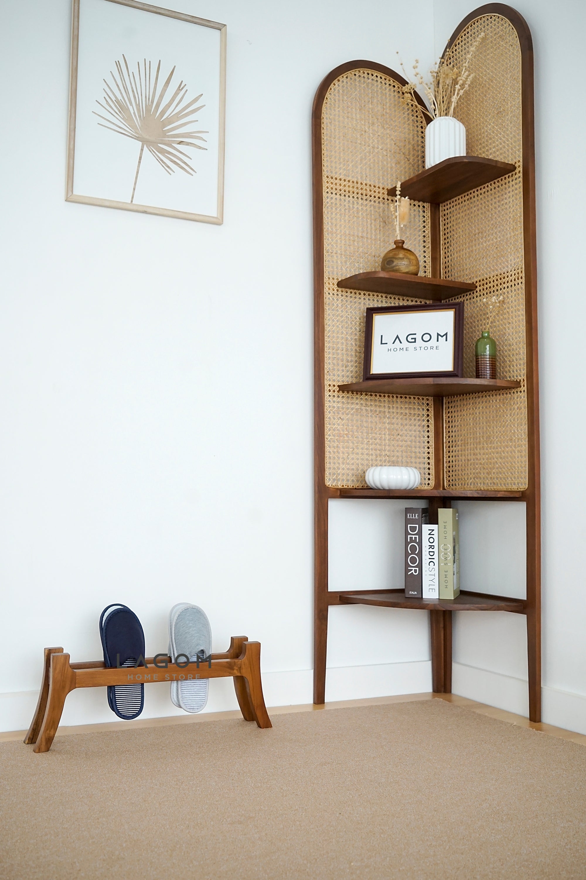 Tempat Sandal Unik dari Kayu Jati Solid Shoe Rack Lagom Home Store Jati Furnitur Teak Furniture Jakarta