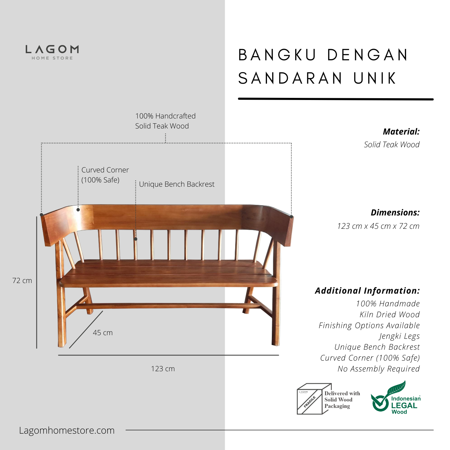 Timeless Teak Bench Bench Seat Lagom Home Store Jati Furnitur Teak Furniture Jakarta