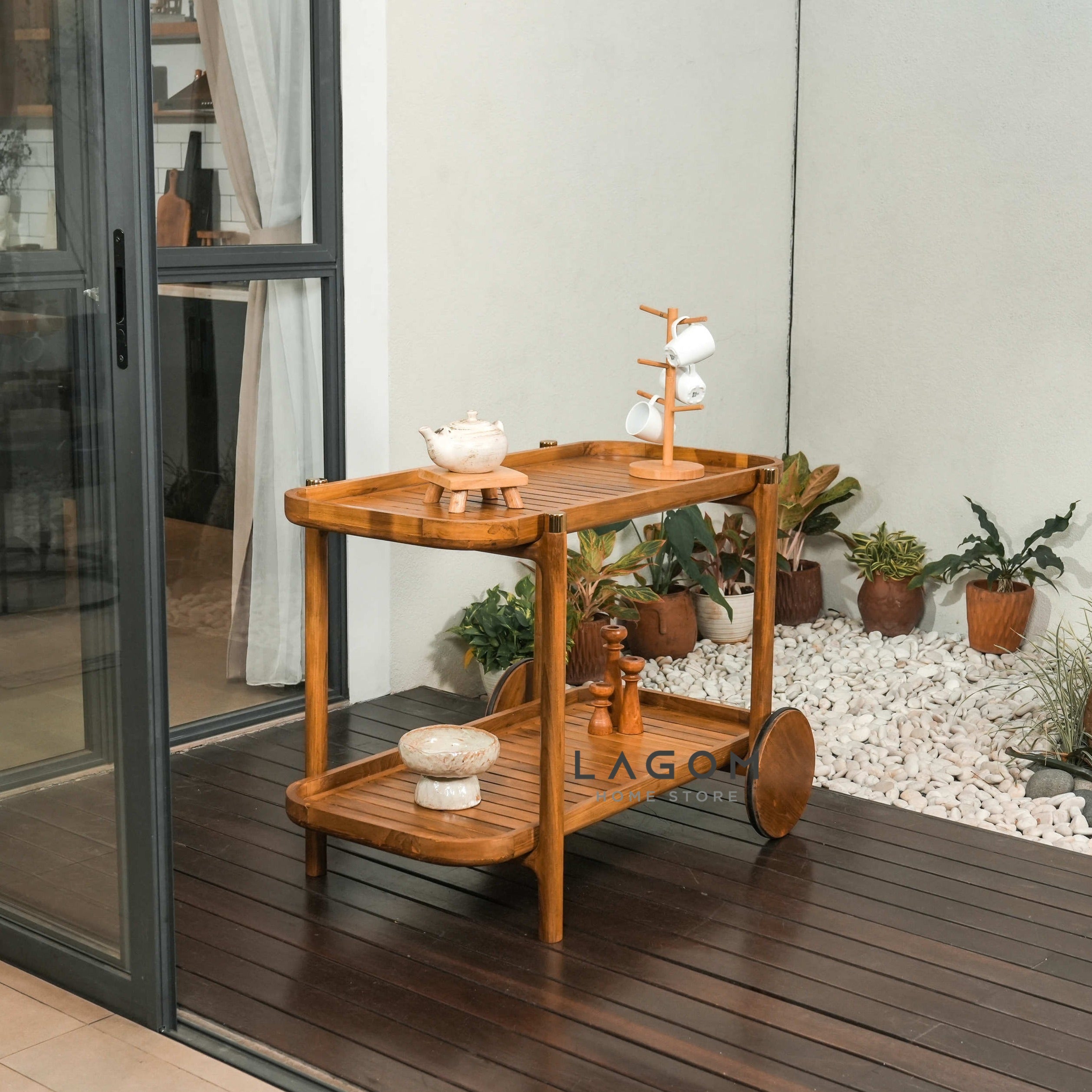 Trolley Kayu Jati Reclaimed Wood untuk Indoor dan Outdoor Trolley Lagom Home Store Jati Furnitur Teak Furniture Jakarta