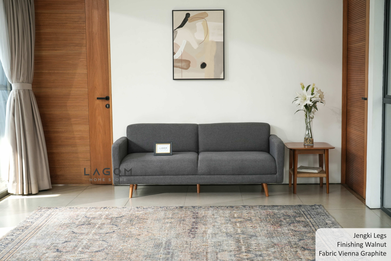 Sofa Double Seater dengan Frame Kayu Jati