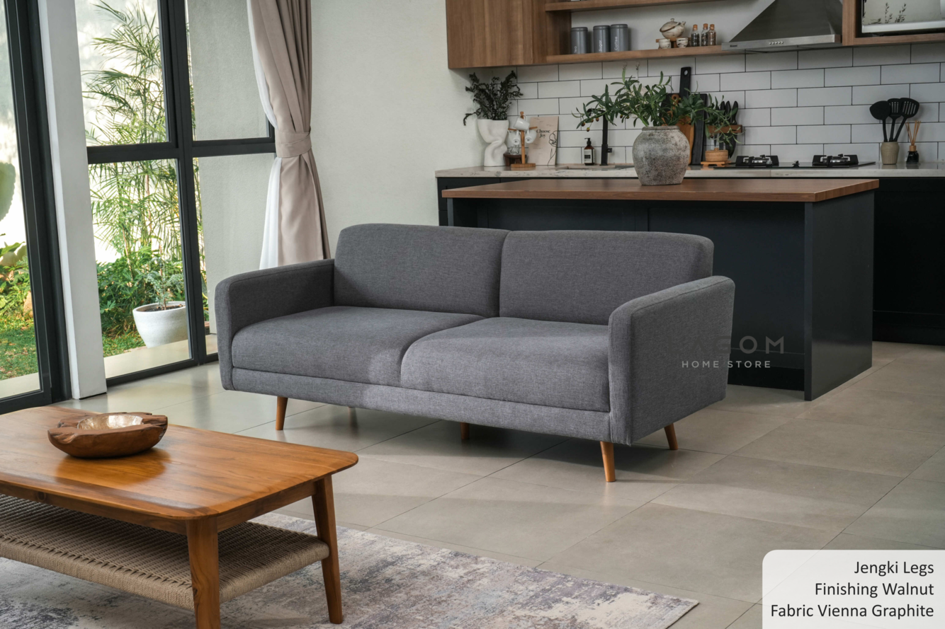 Sofa Double Seater dengan Frame Kayu Jati