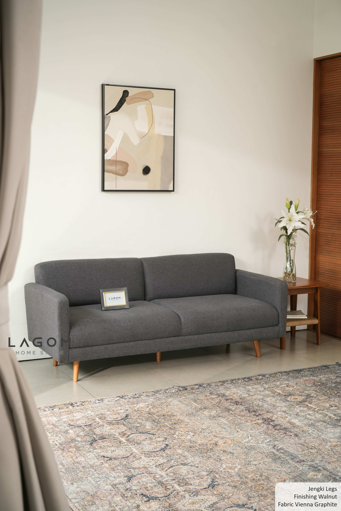 Sofa Double Seater dengan Frame Kayu Jati