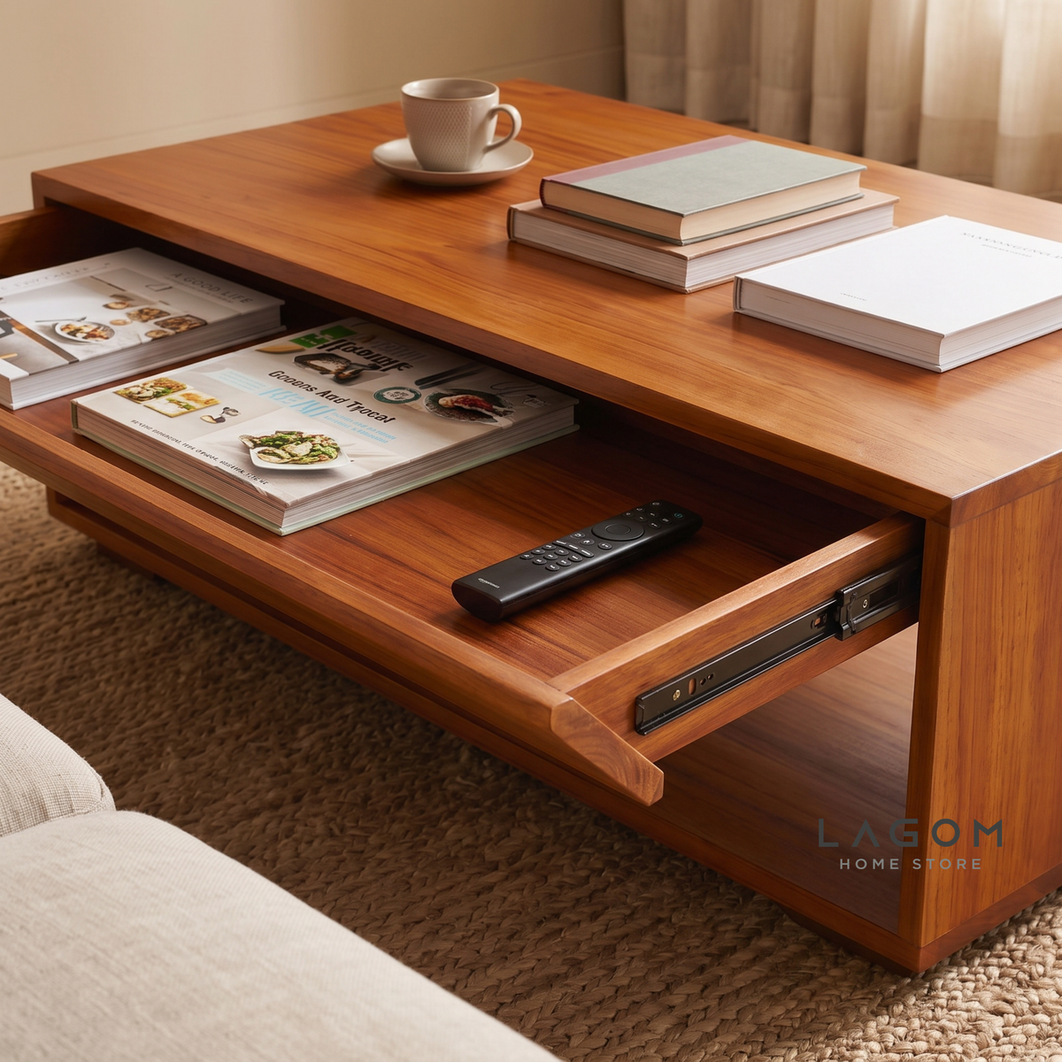 Timeless Teak Coffee Table with Seamless Storage