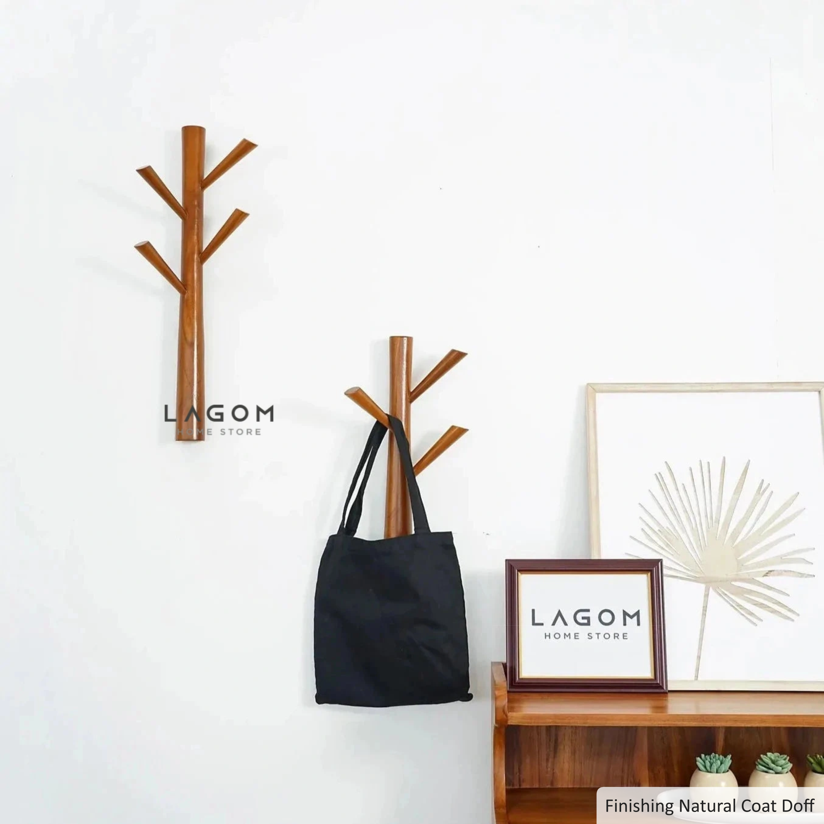 Branch-Shaped Teak Wall Hanger Set